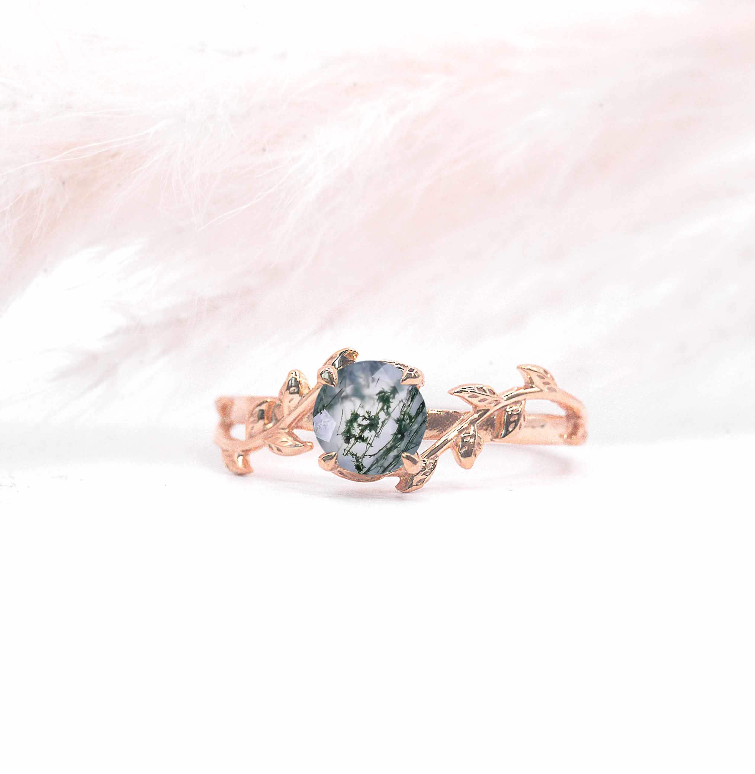 bridal moss agate ring