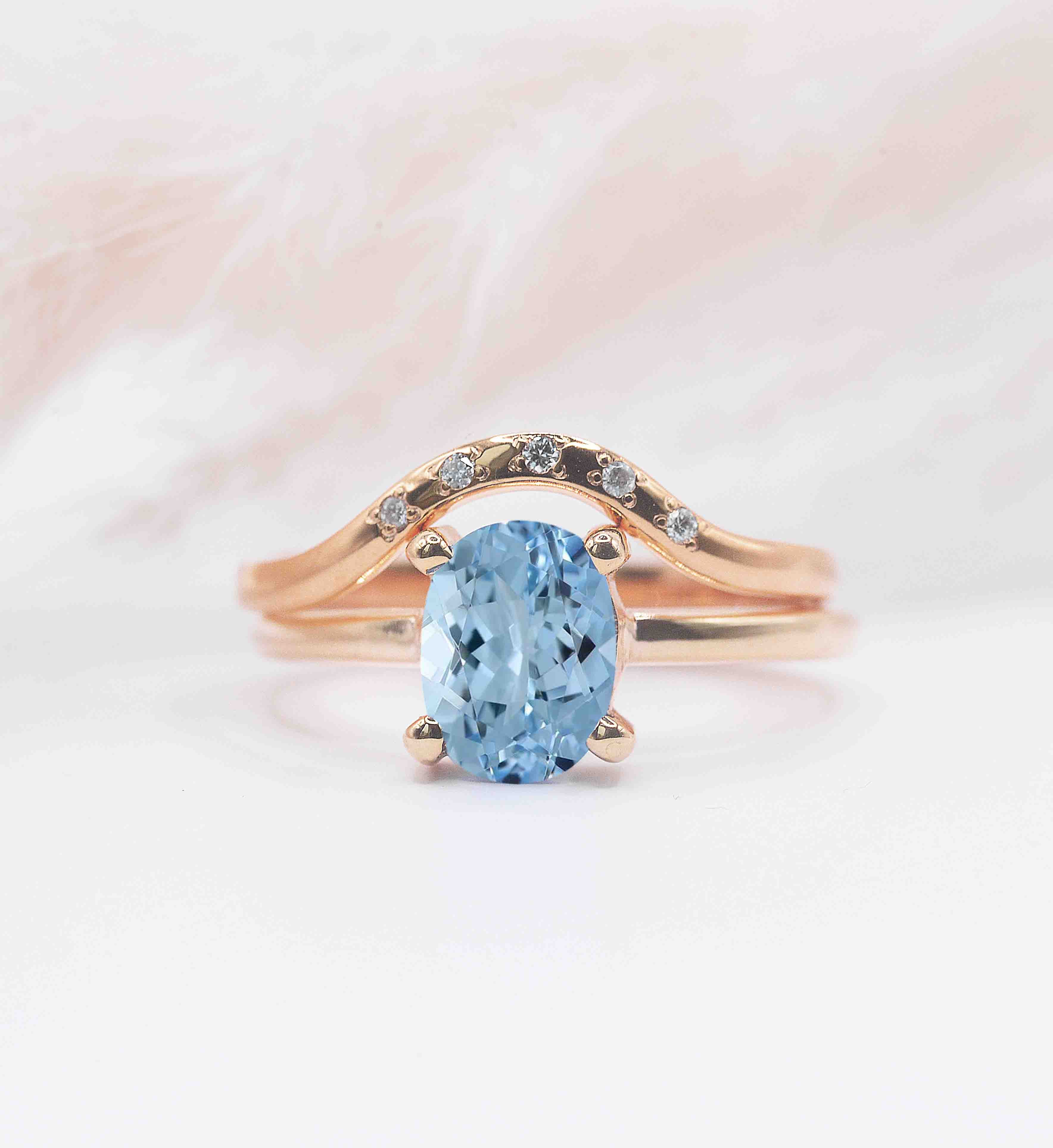 art deco oval aquamarine dainty ring