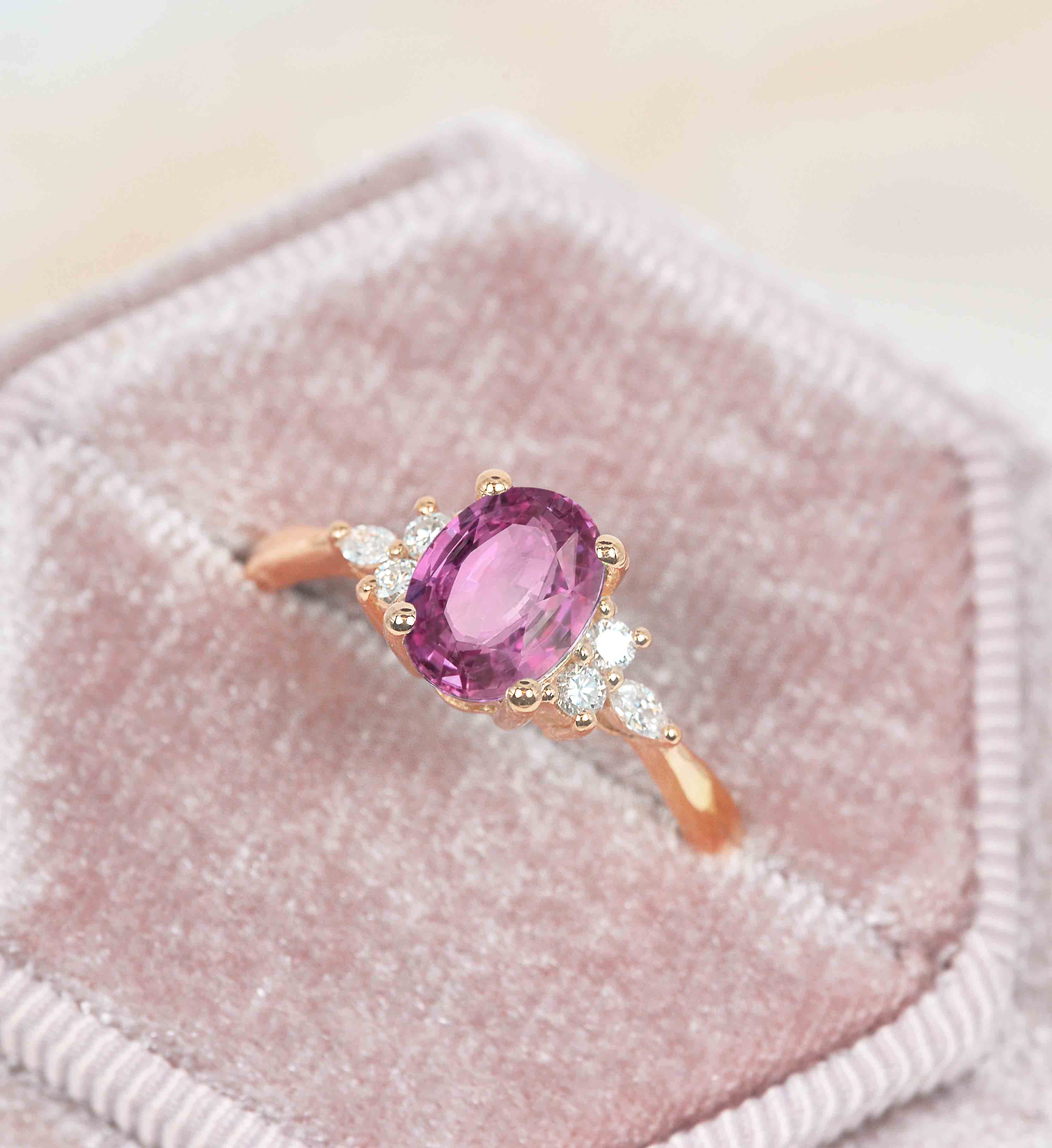 oval pink sapphire ring