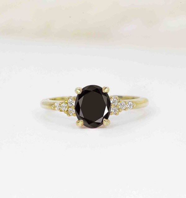 black diamond art deco ring