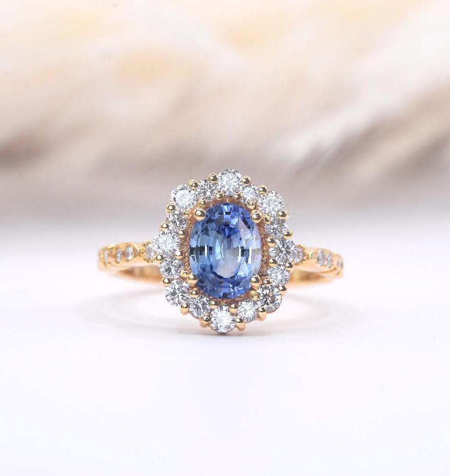 blue sapphire cluster ring for her