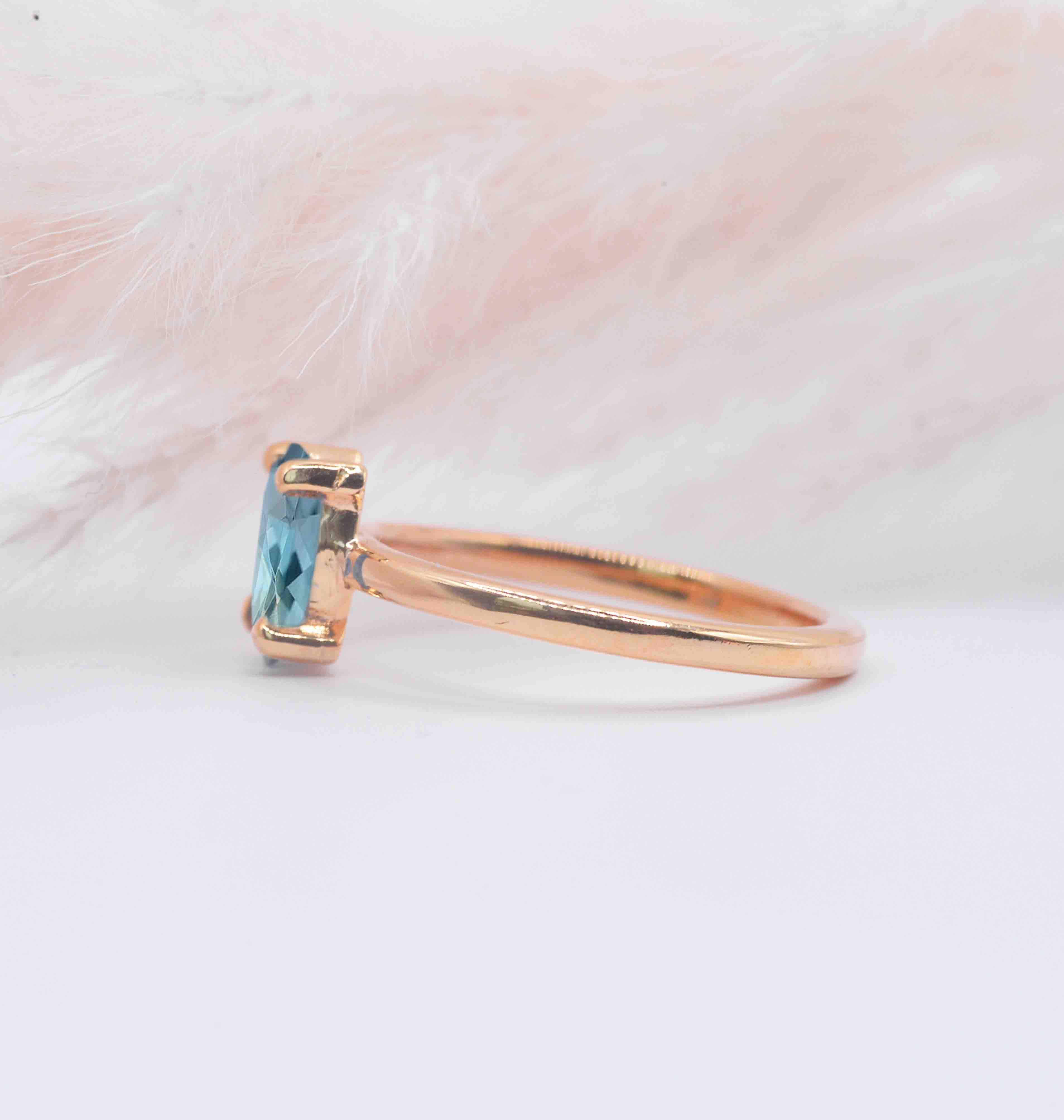 art deco oval aquamarine dainty ring