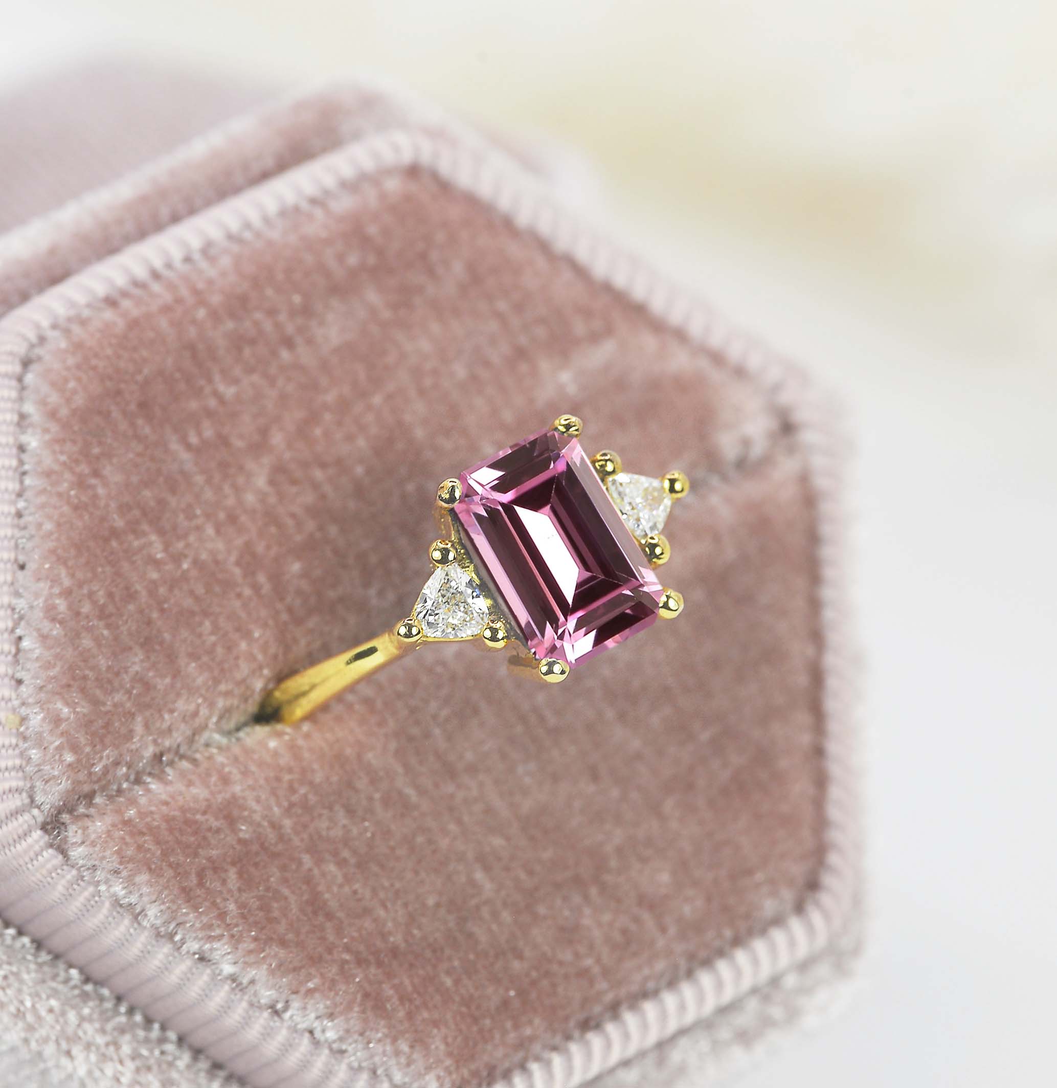 vintage pink sapphire dainty ring
