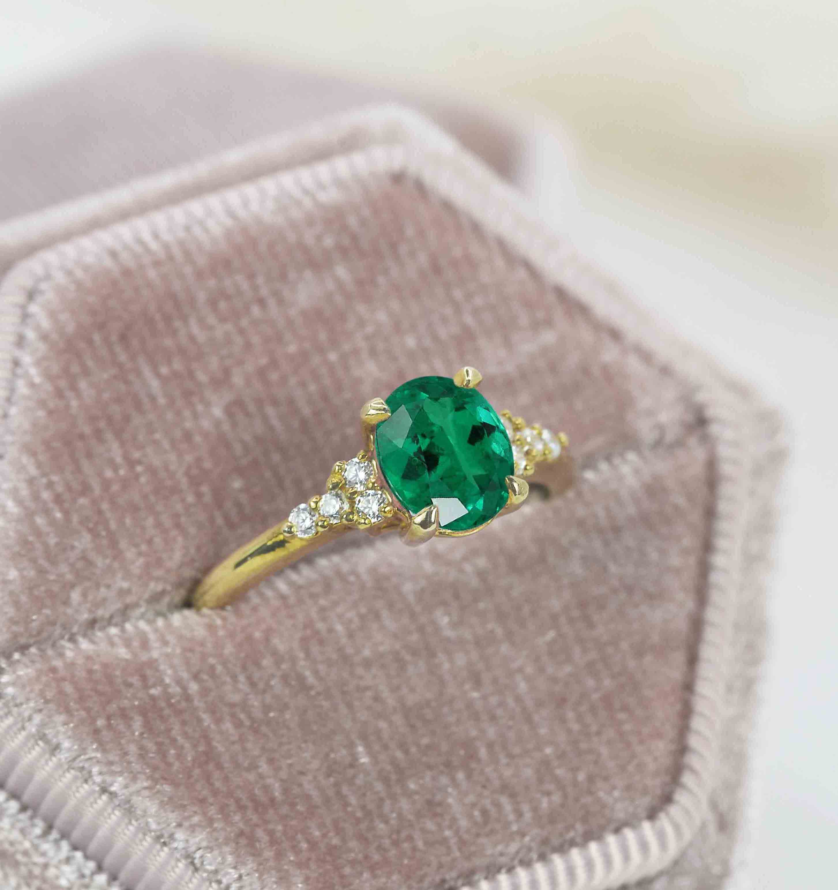 emerald art deco ring