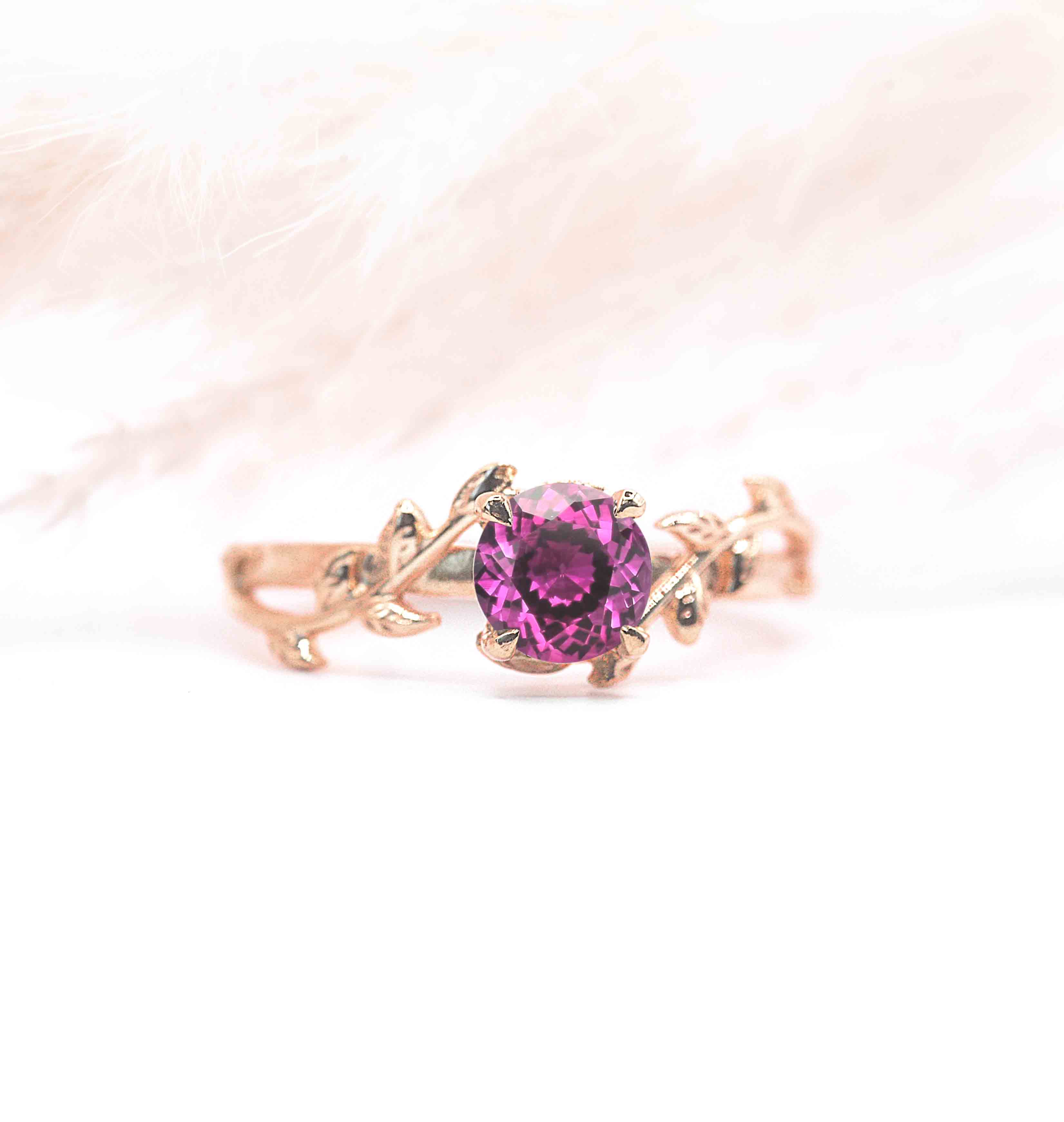 pink sapphire bridal art deco ring
