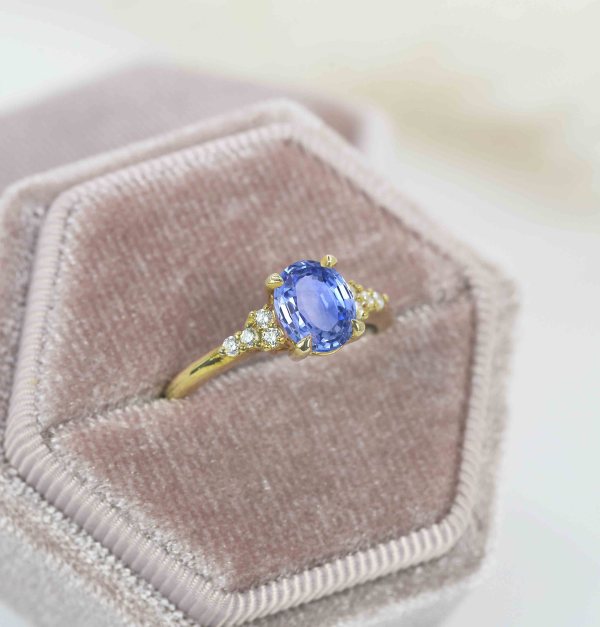 dainty blue sapphire engagement ring