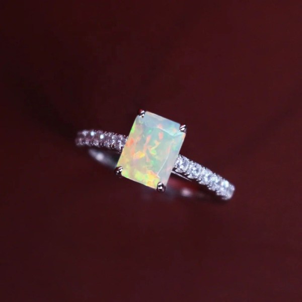 emerald cut opal ring