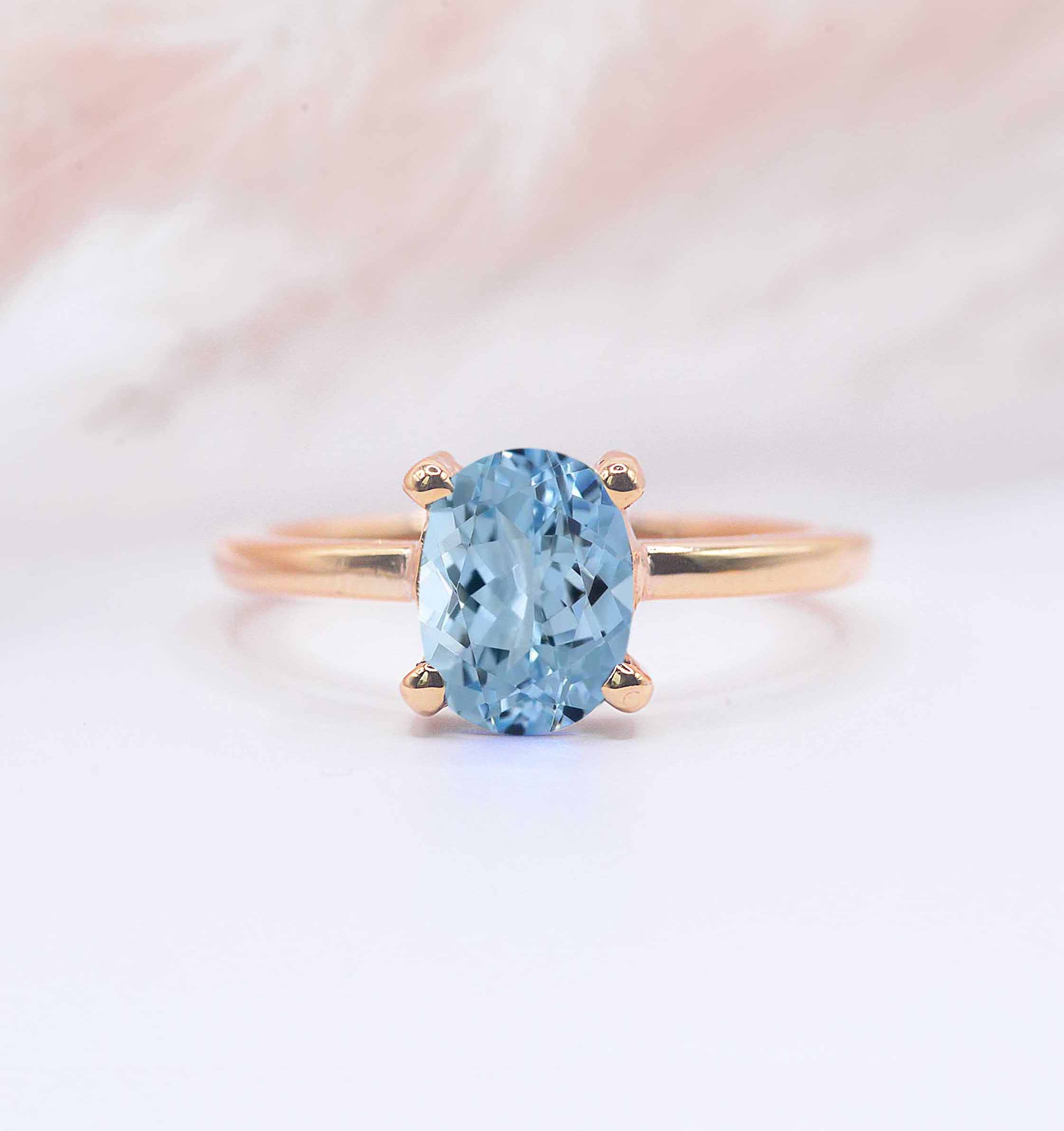 art deco oval aquamarine ring