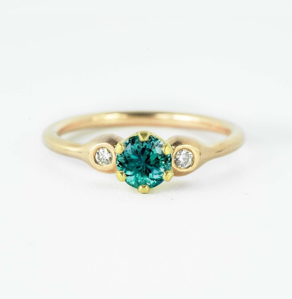 green sapphire art deco ring