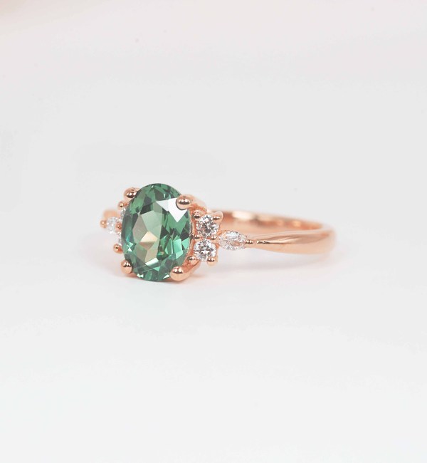 dainty green sapphire ring