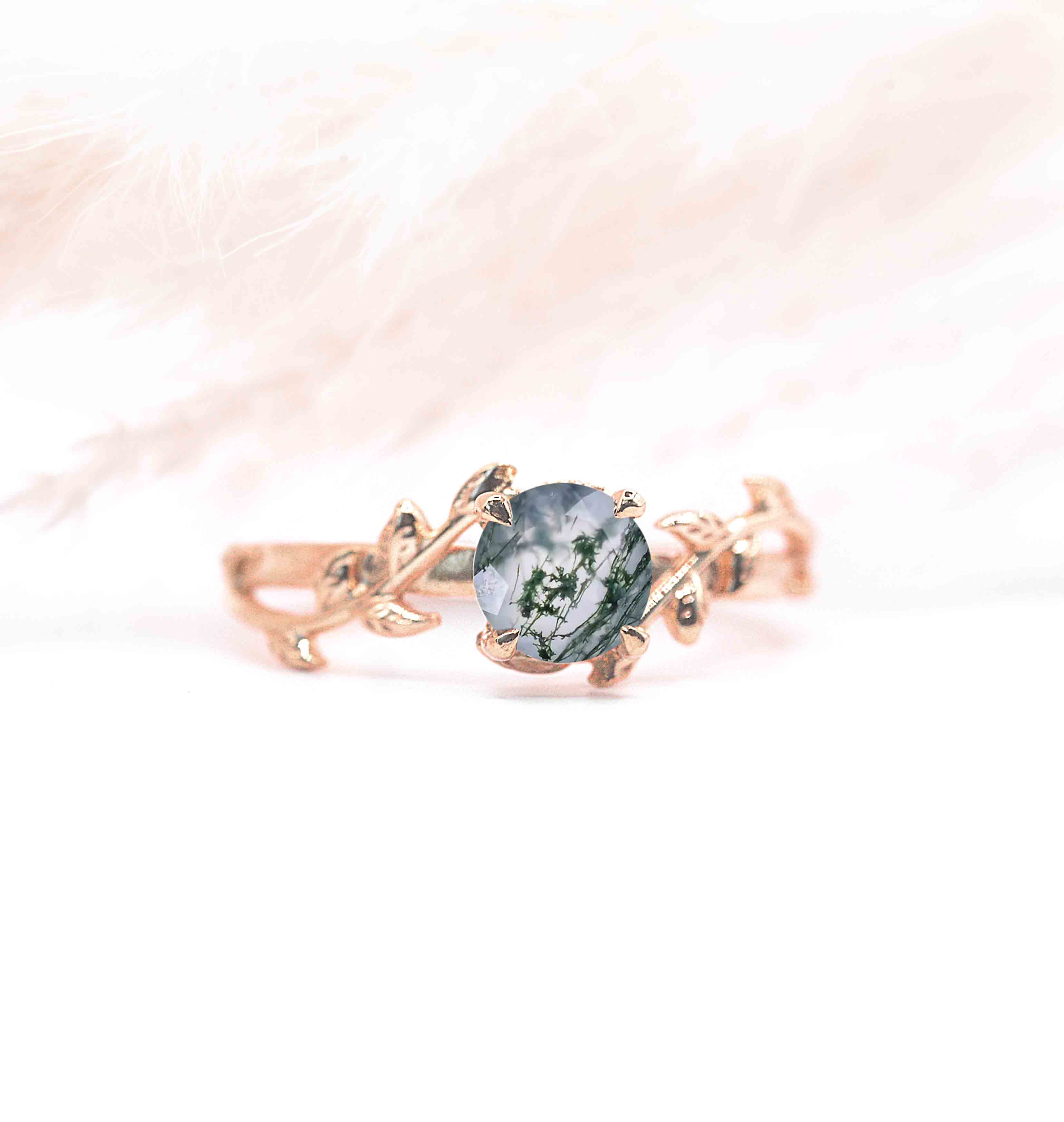 bridal moss agate ring