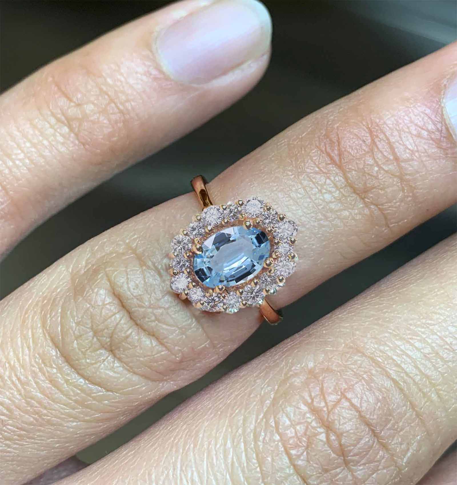 aquamarine cluster ring