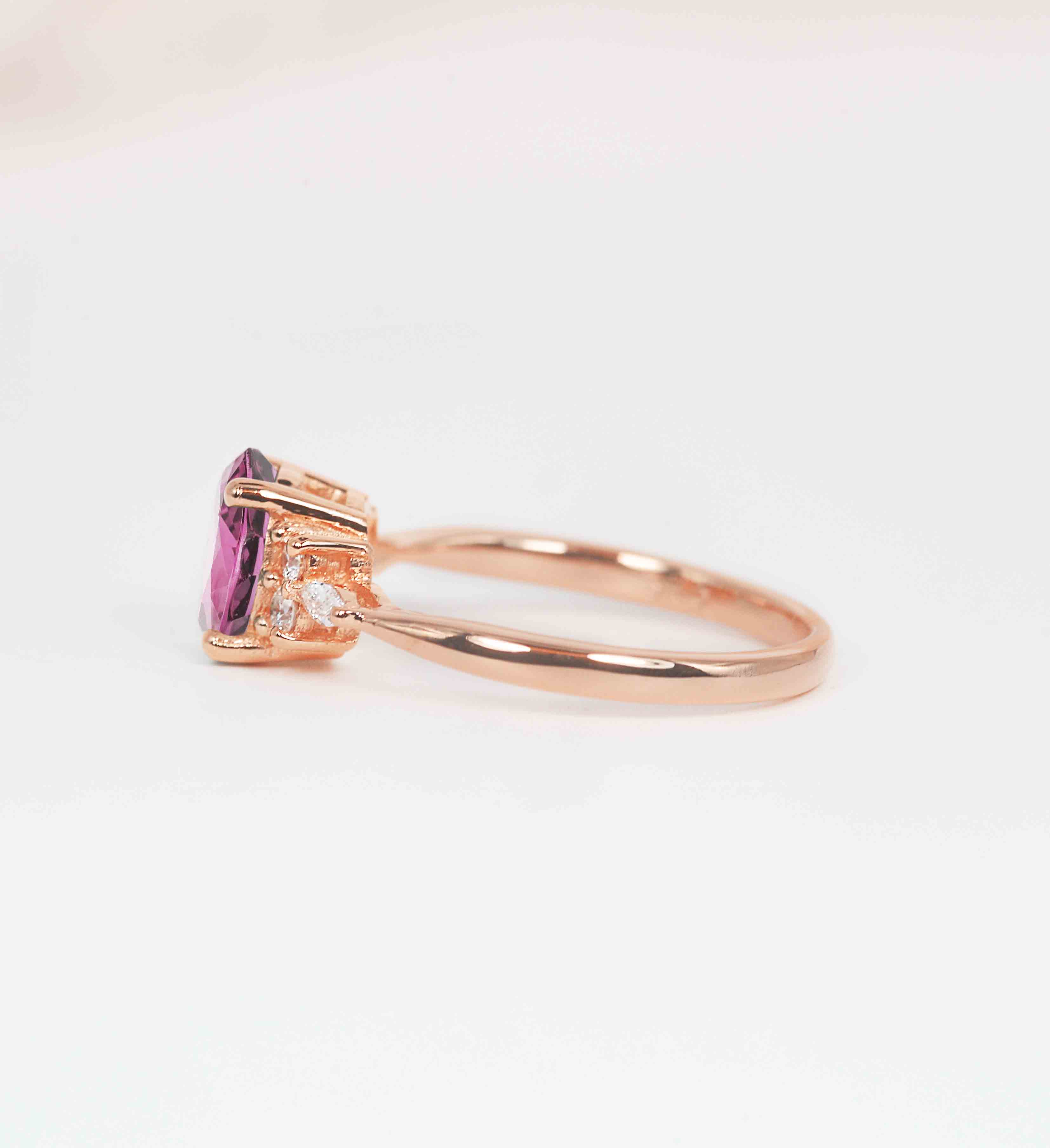 art deco oval pink sapphire ring