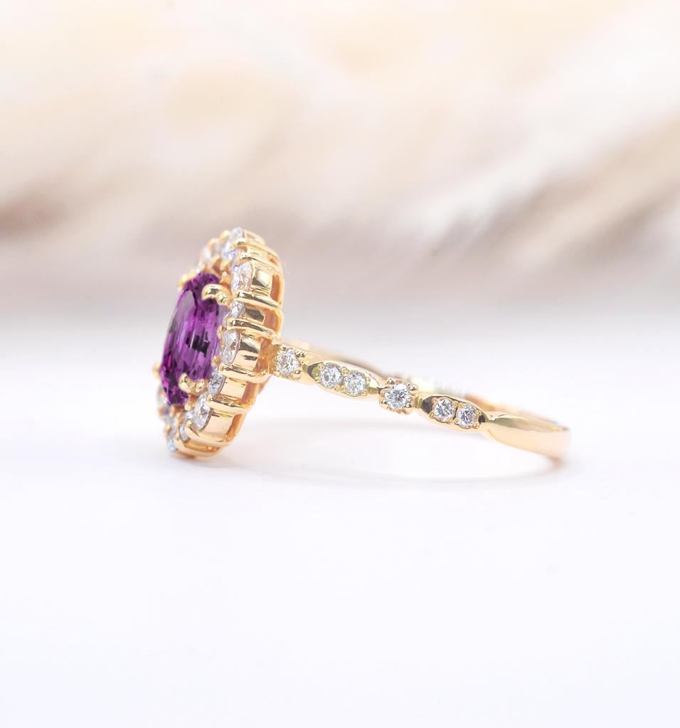 art deco pink sapphire ring