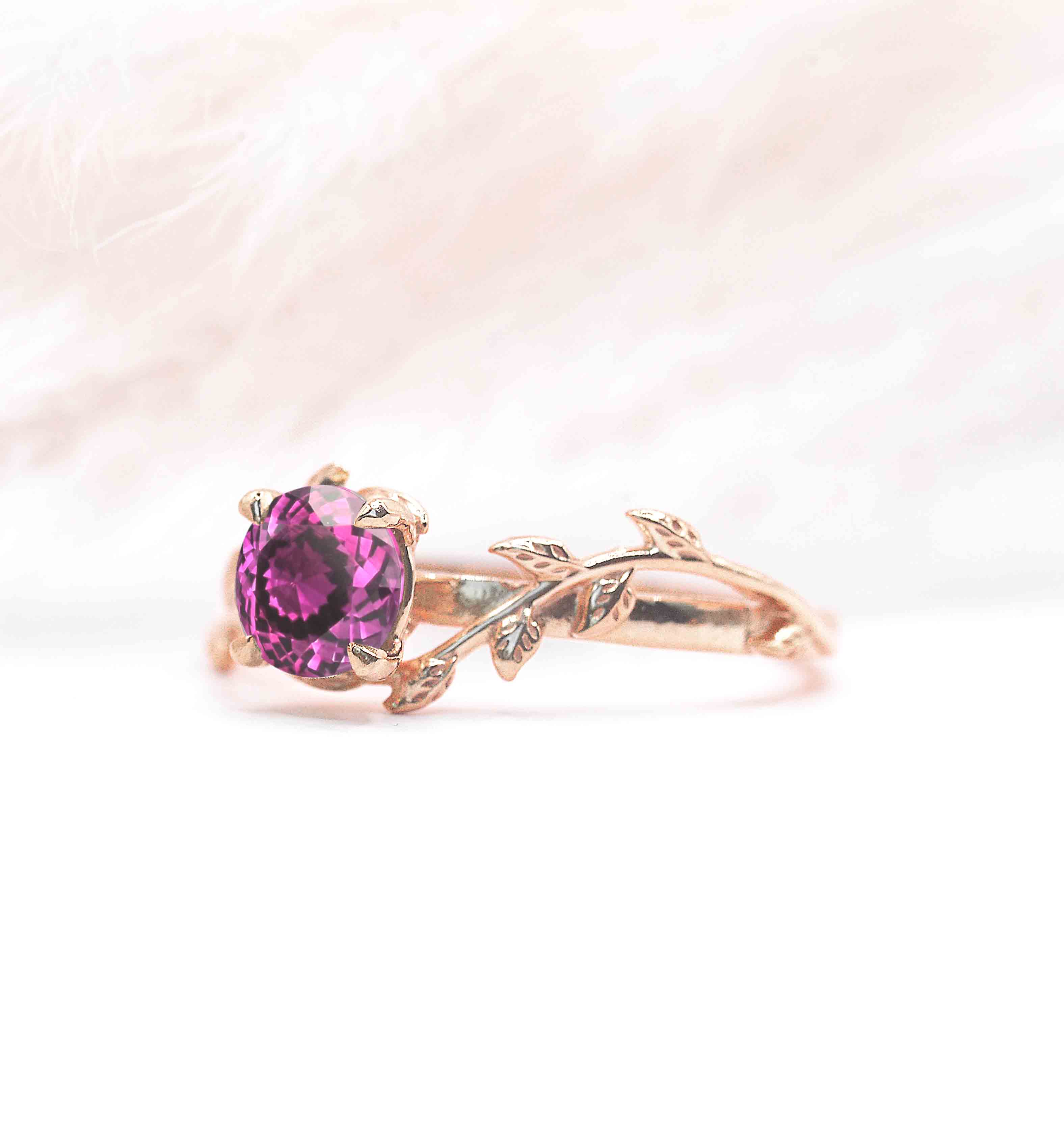 dainty pink sapphire art deco ring