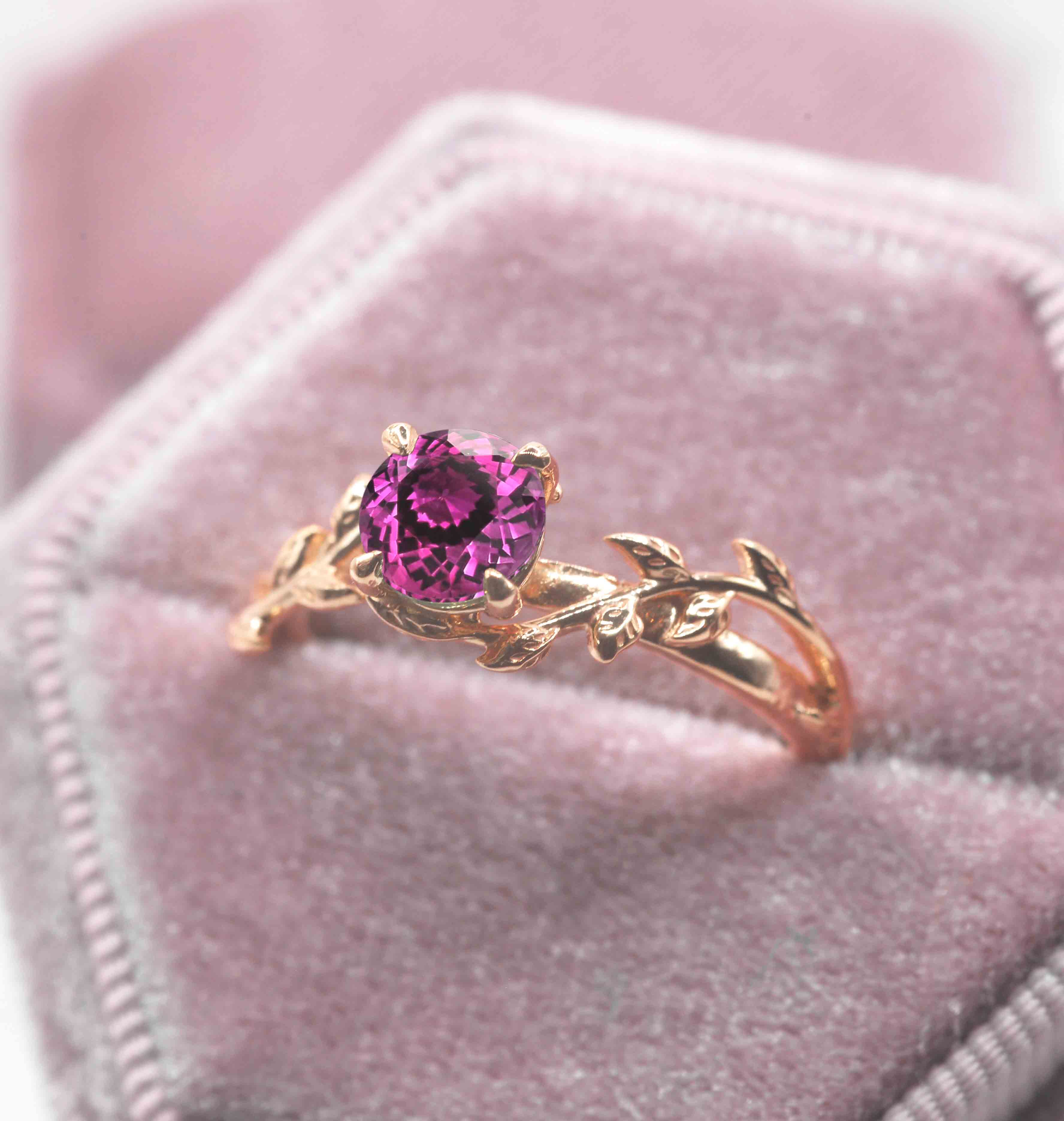 dainty pink sapphire art deco ring