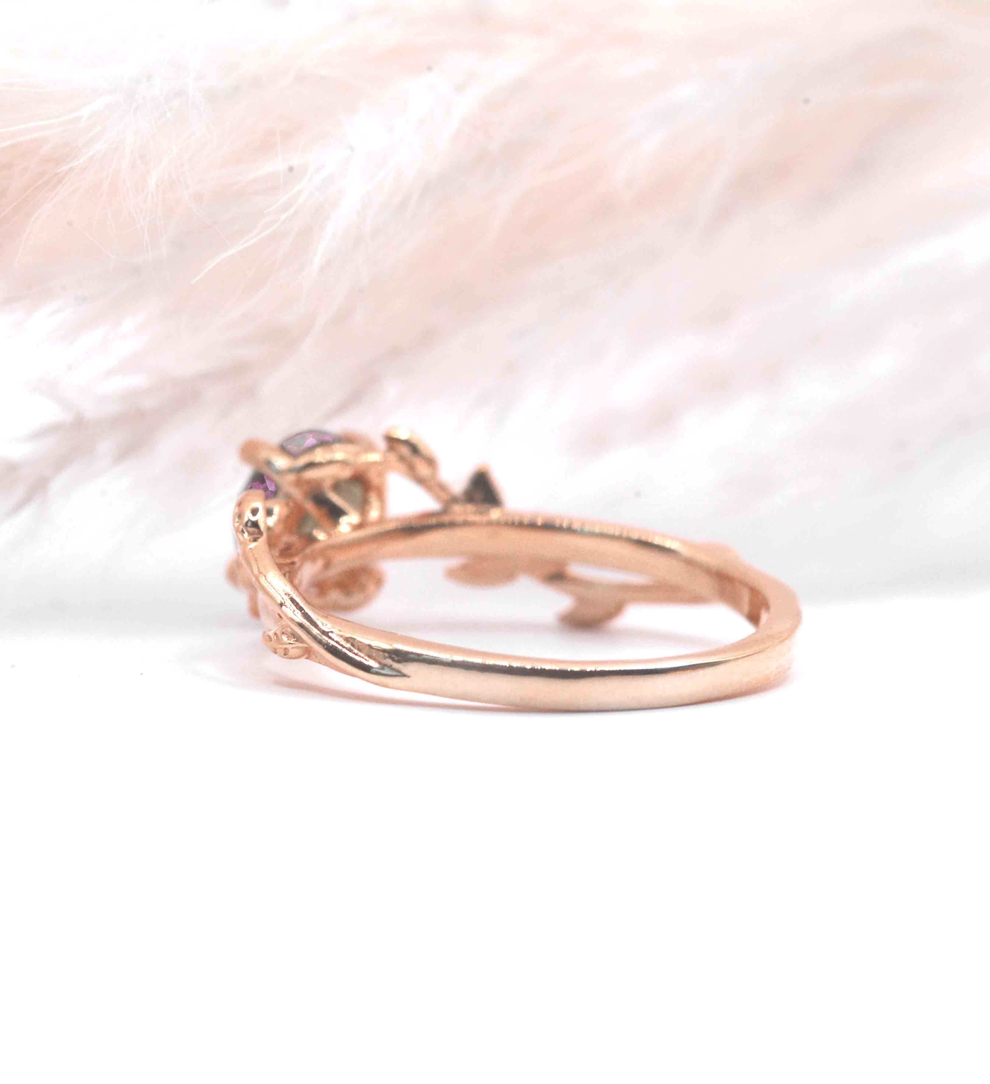 dainty pink sapphire art deco ring