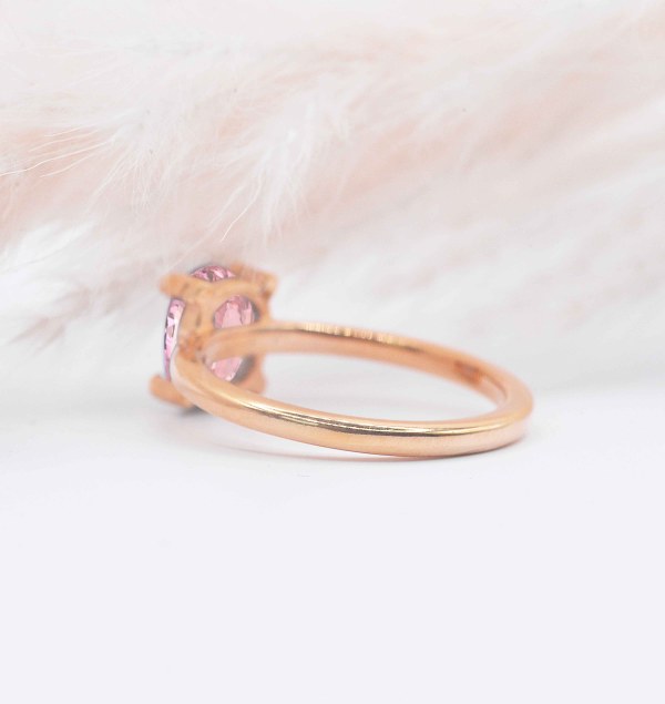 oval pink sapphire and wedding band set