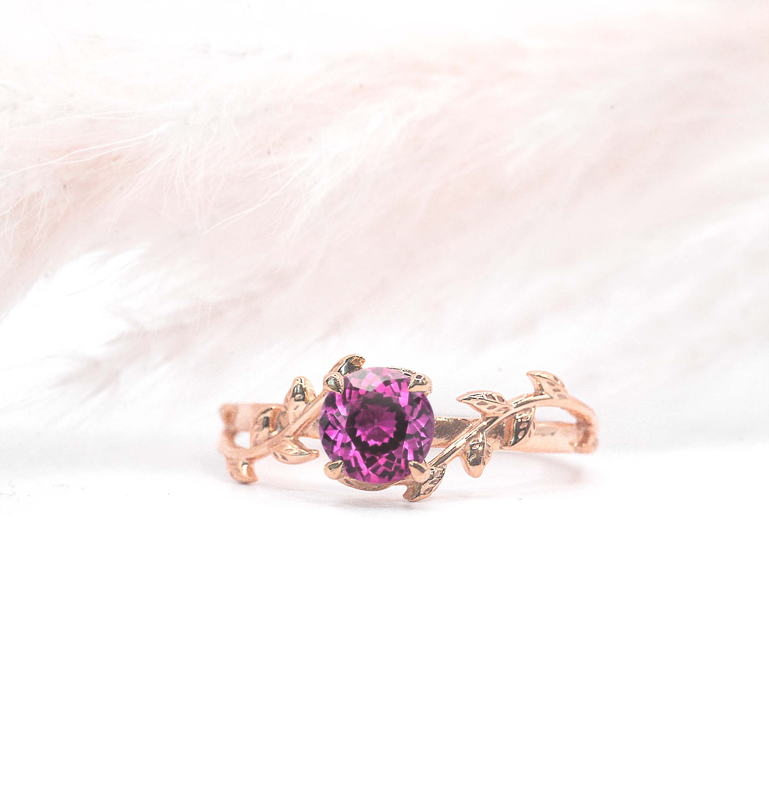 dainty pink sapphire art deco ring