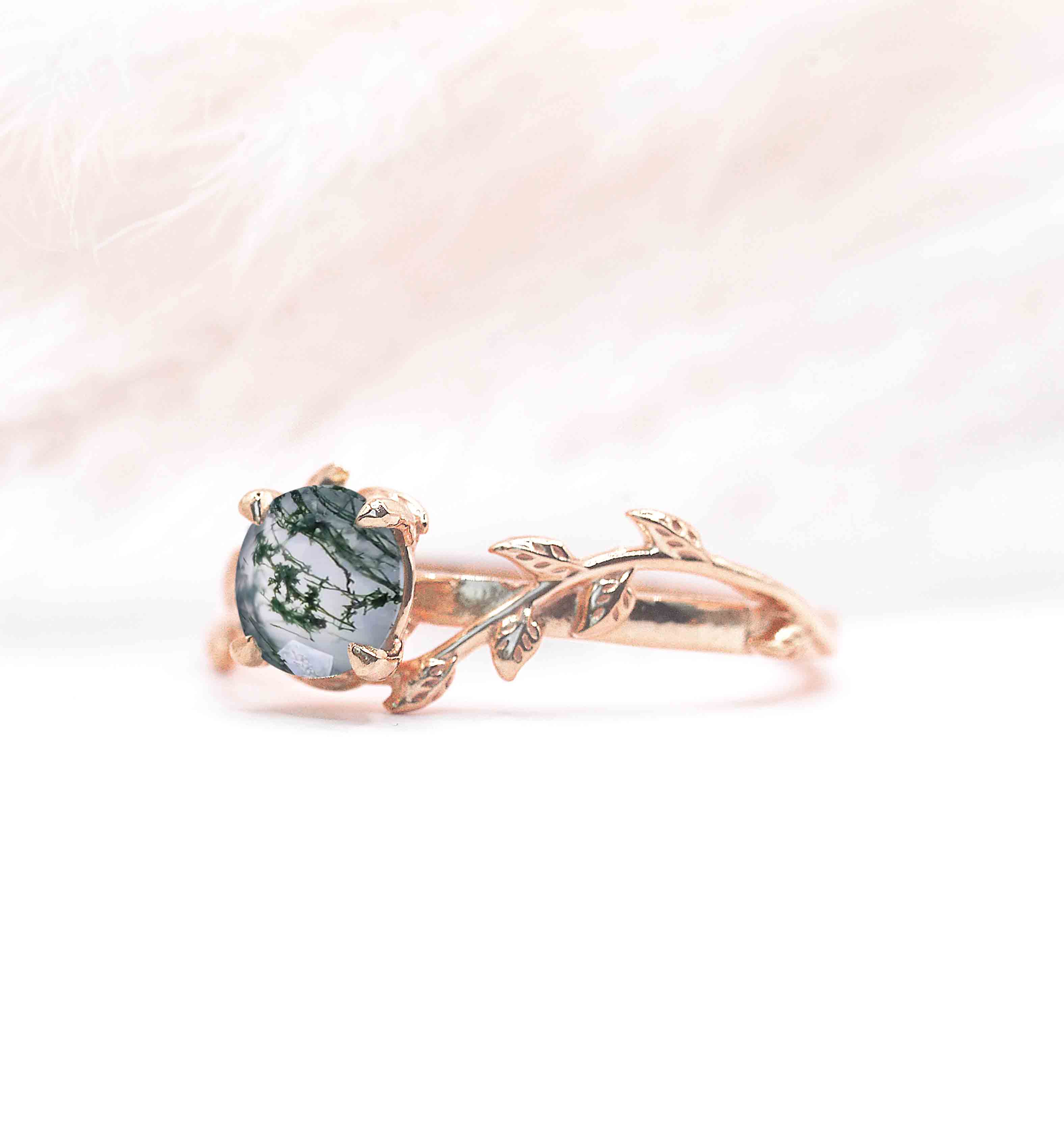 bridal moss agate ring