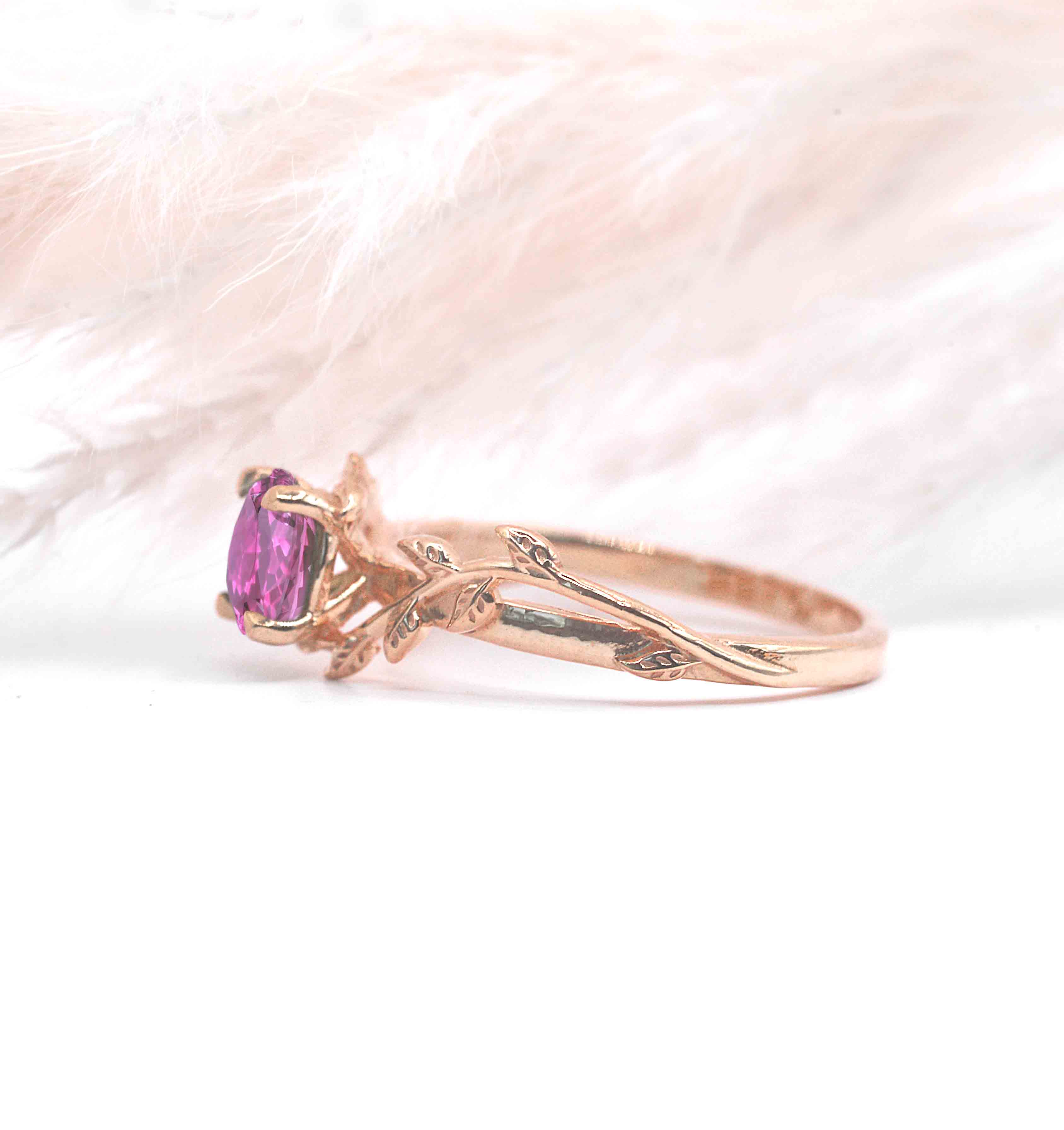 dainty pink sapphire art deco ring