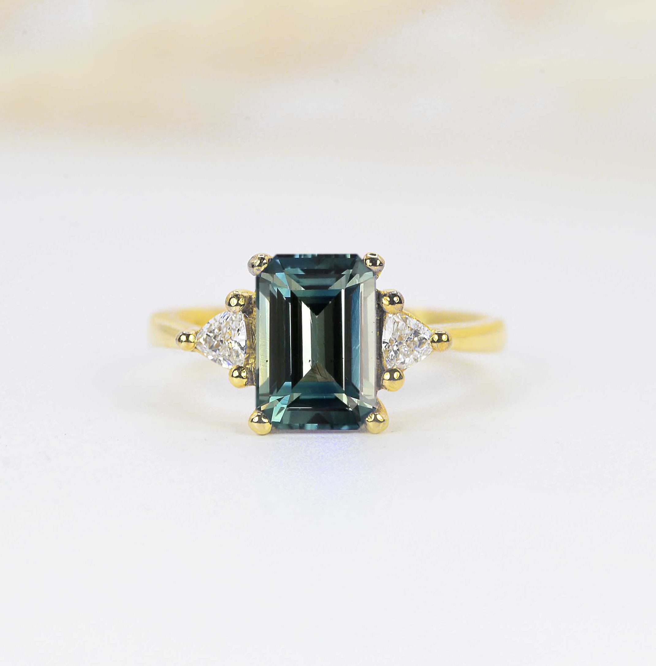 emerald teal sapphire ring
