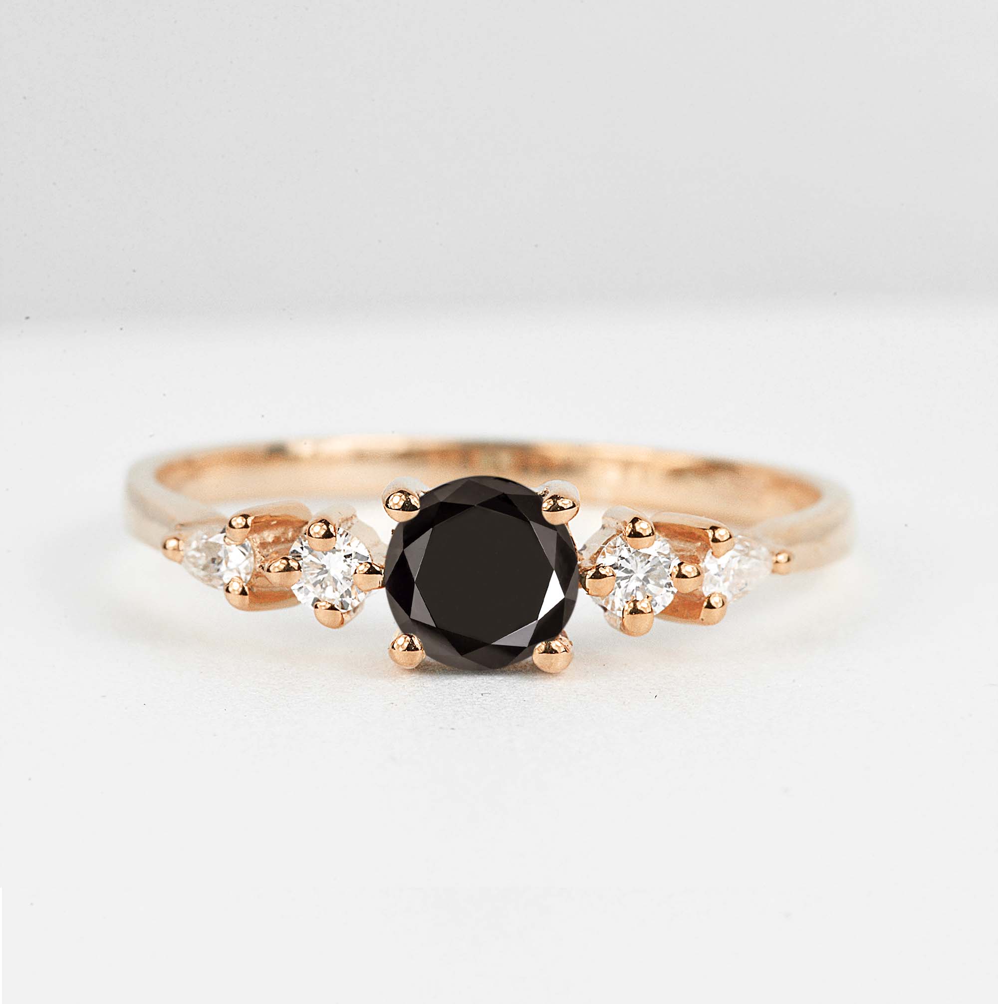 black diamond art deco ring
