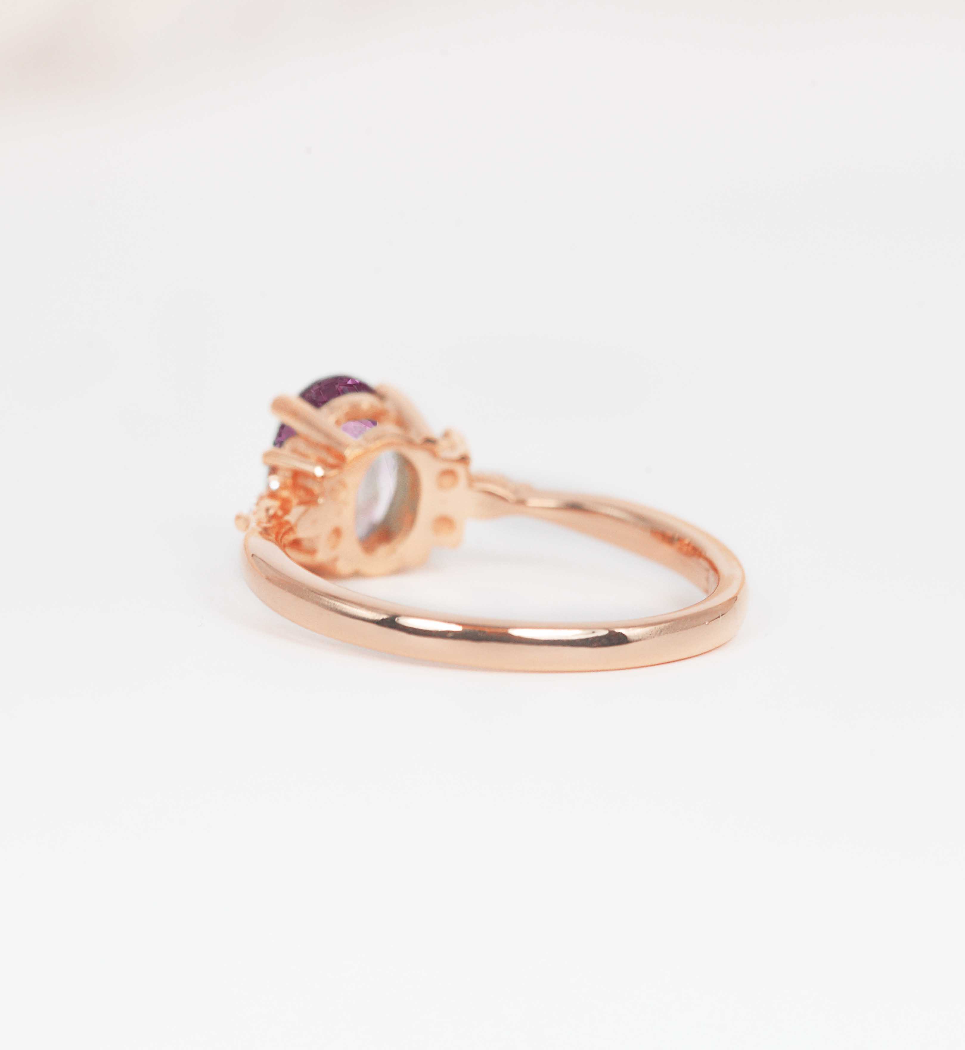 art deco oval pink sapphire ring