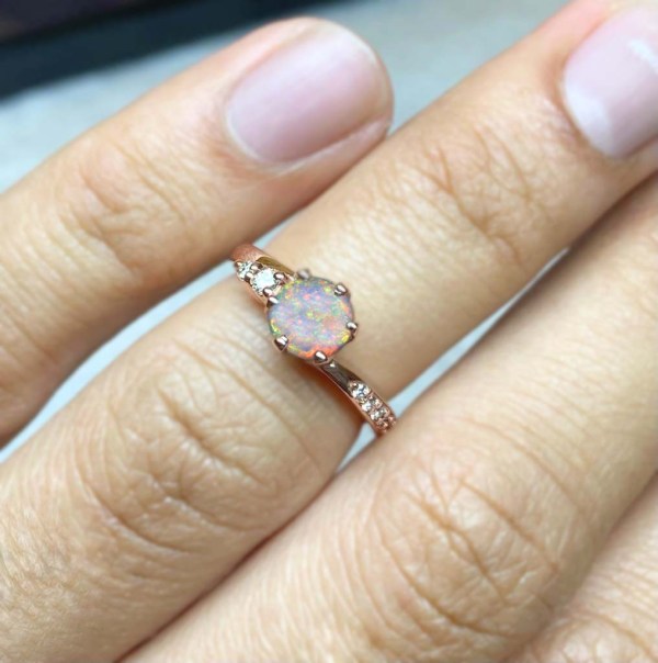 opal dainty ring