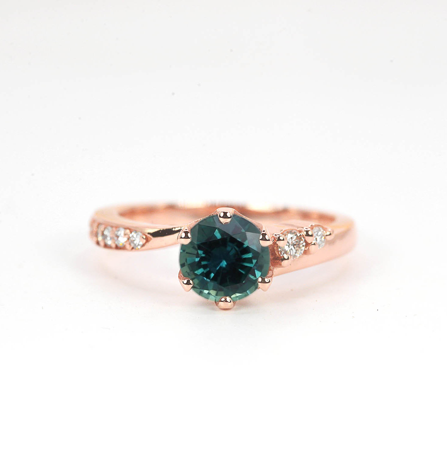 6mm teal sapphire engagement ring