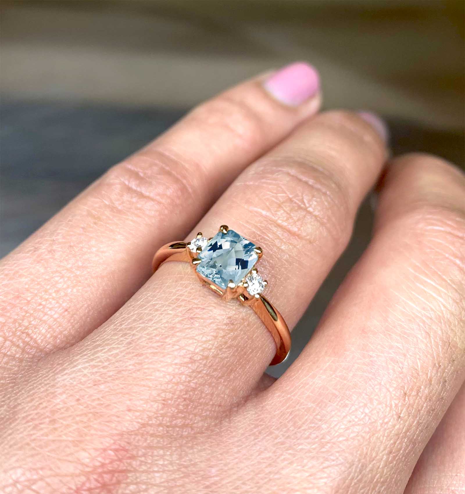 aquamarine and diamond anniversary ring