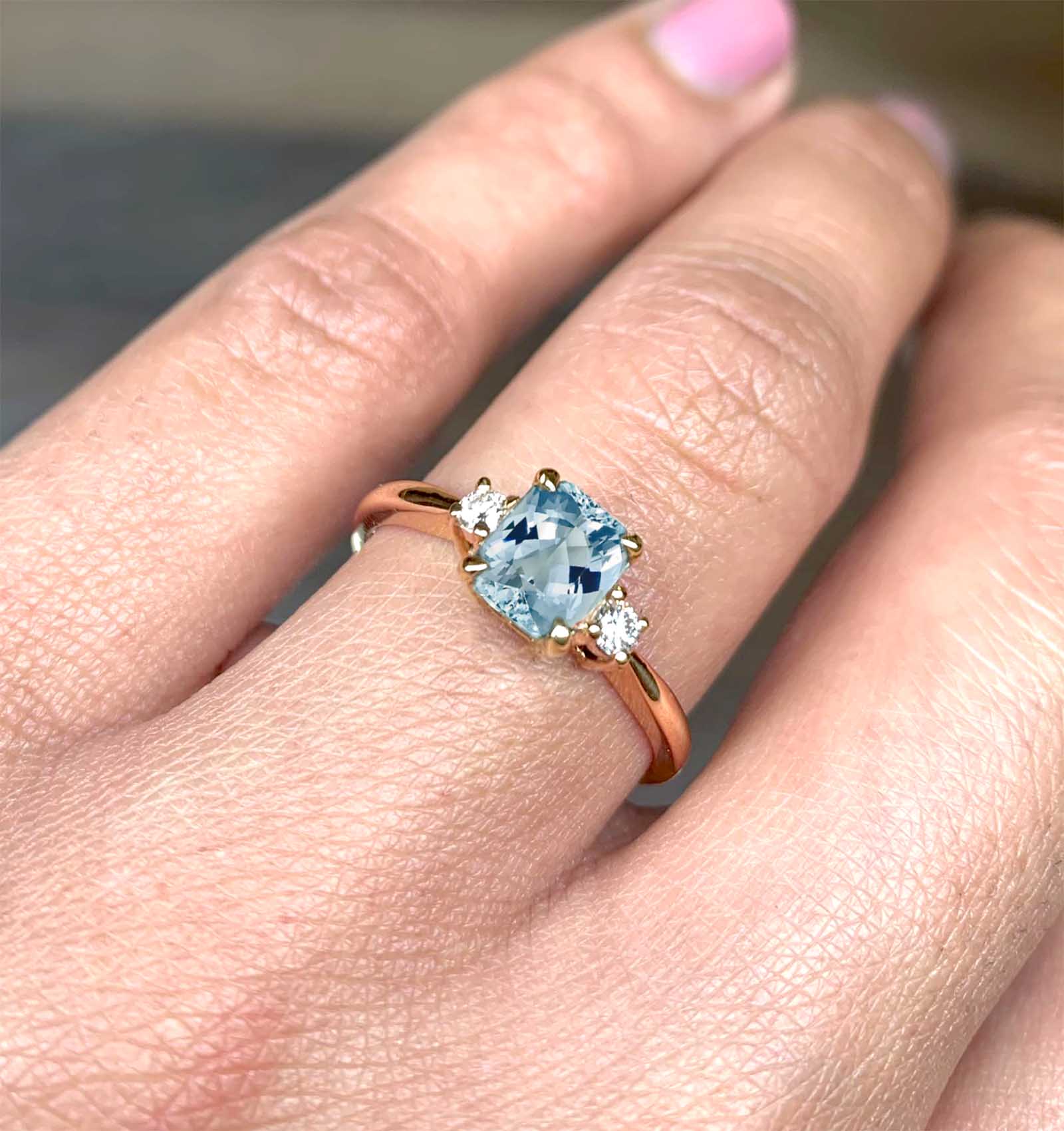 aquamarine and diamond anniversary ring