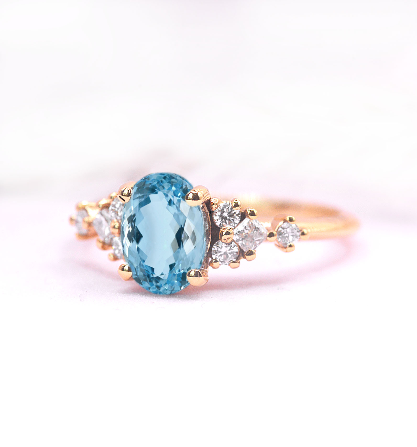 aquamarine art deco engagement ring