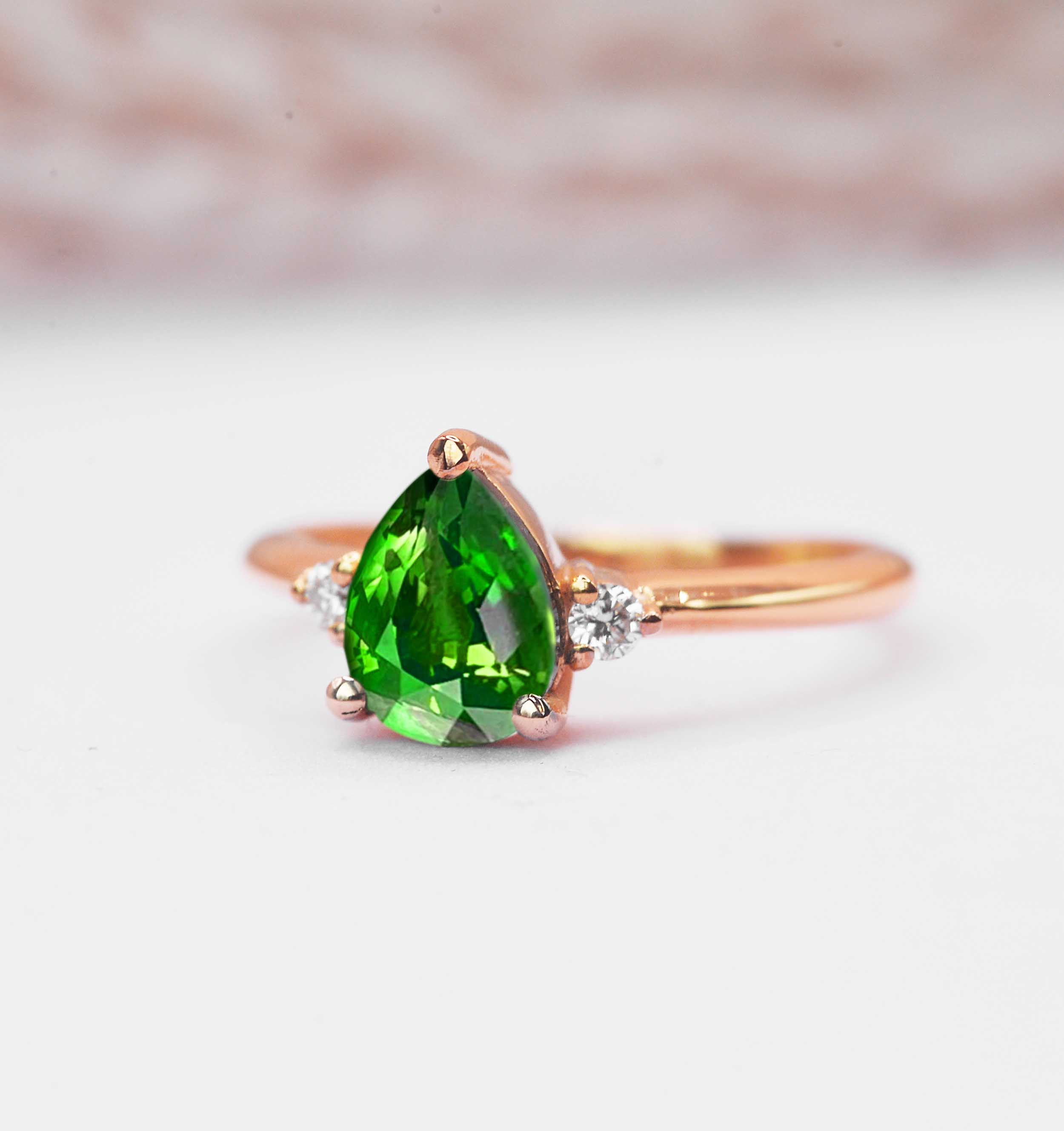 art deco green tsavorite ring for her
