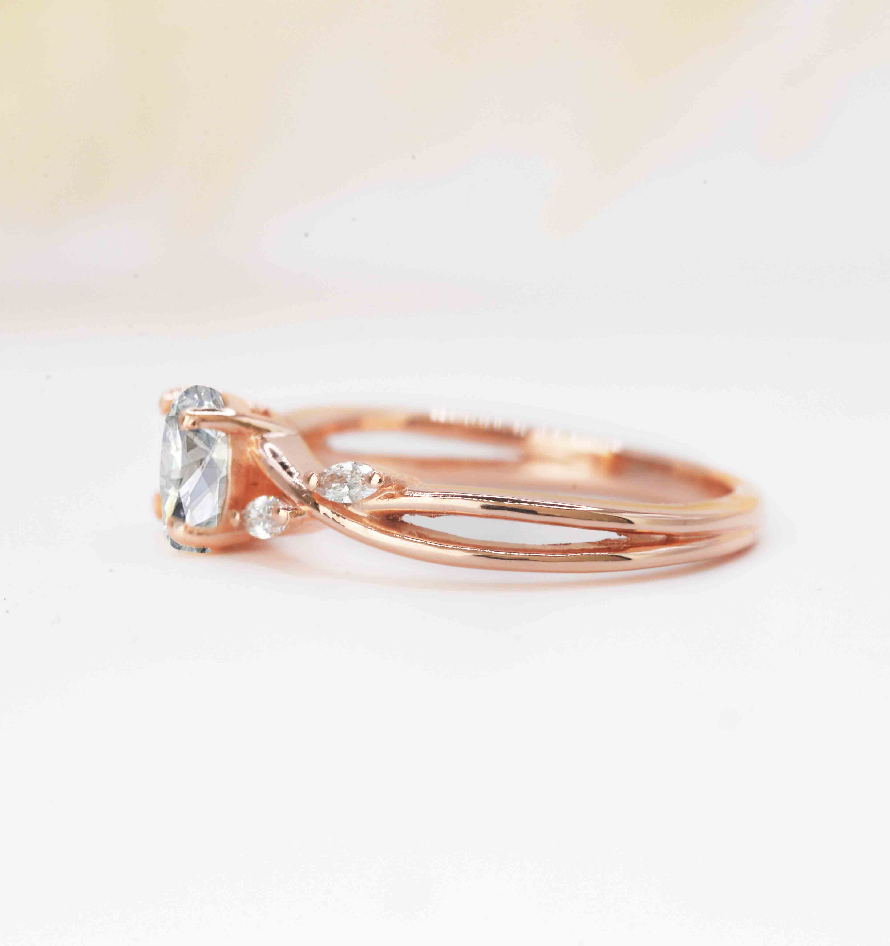 art deco moissanite engagement ring