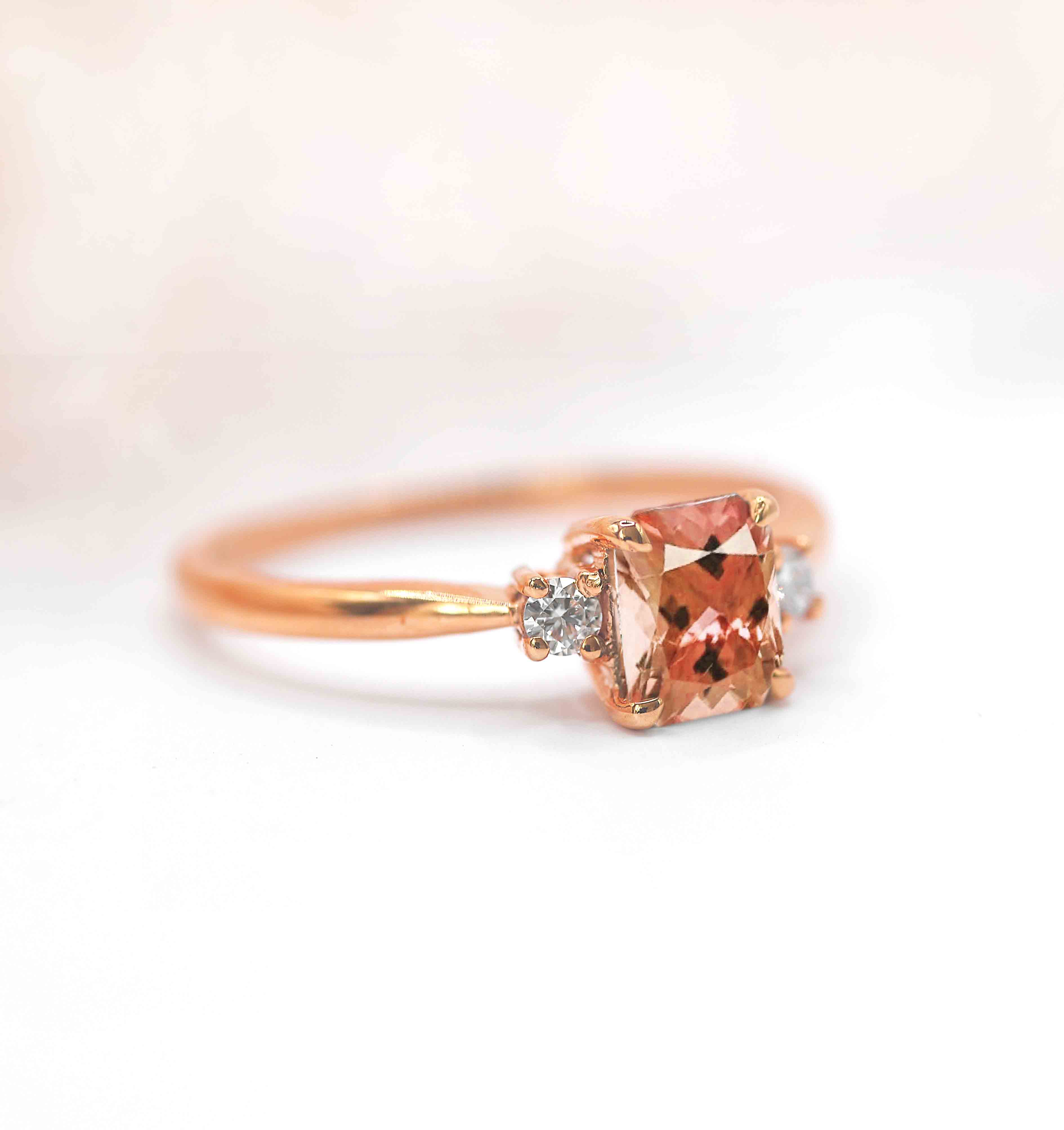 art deco bridal morganite ring