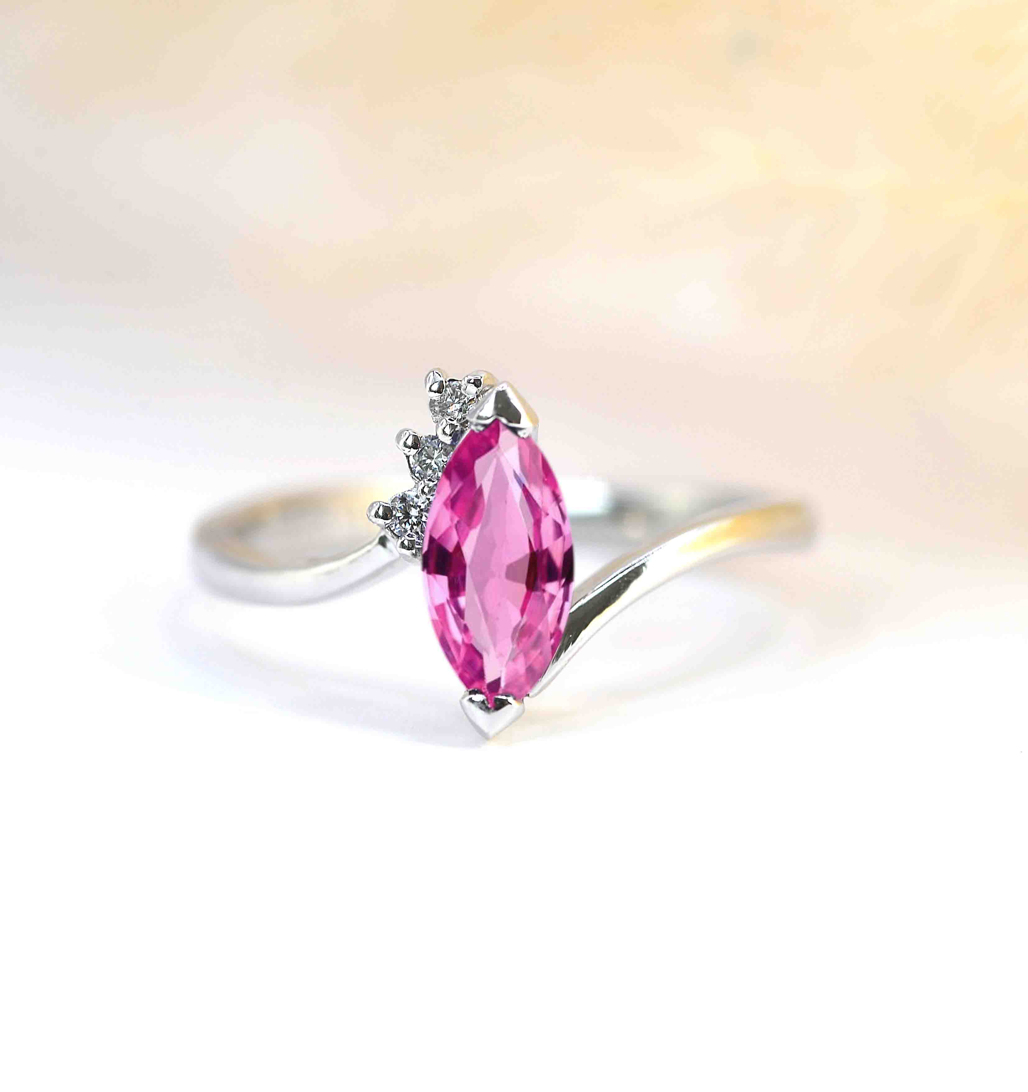 art deco pink sapphire delicate ring for her