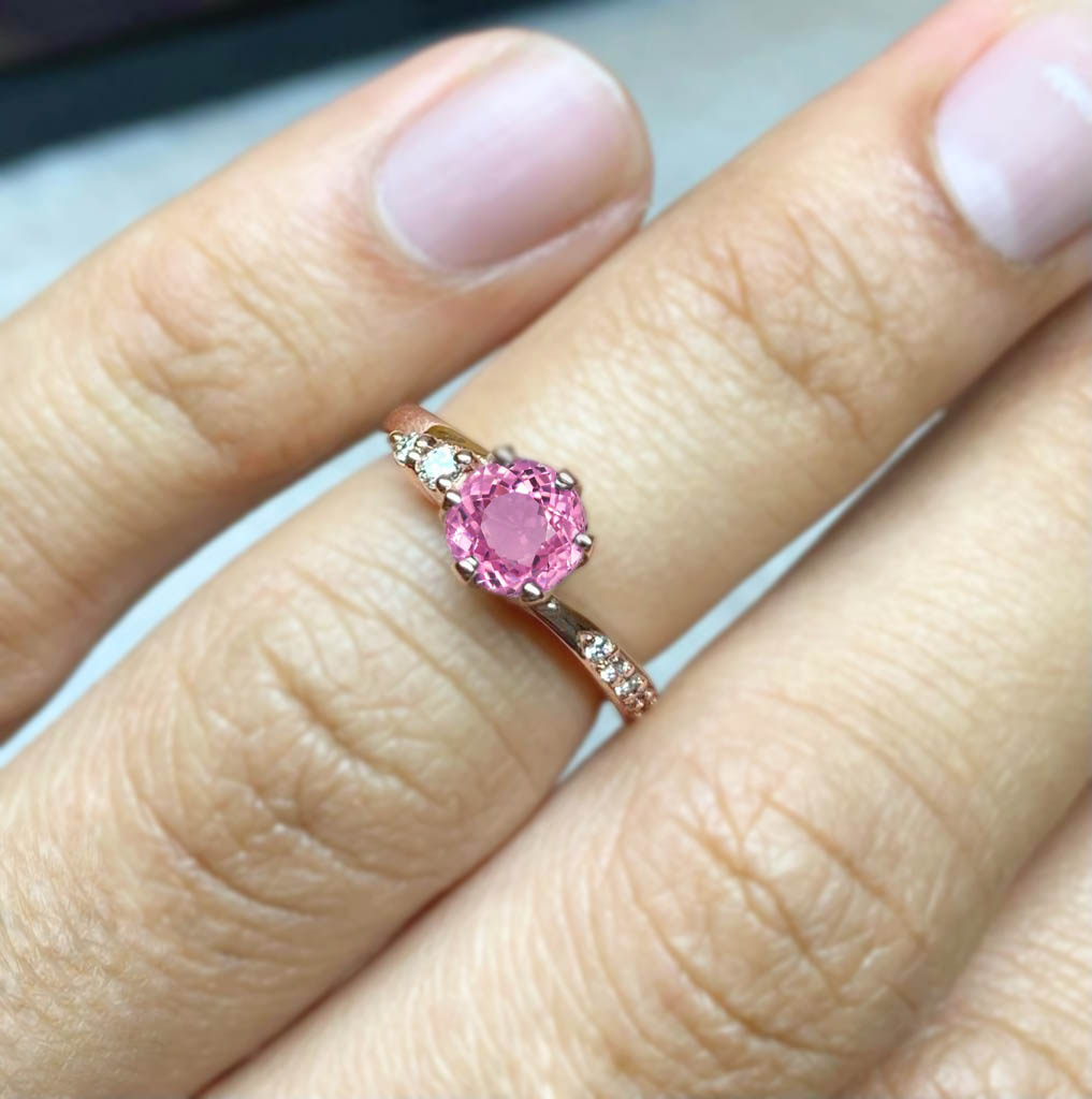 art deco pink sapphire ring