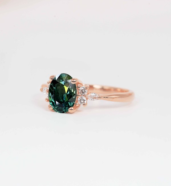 teal sapphire dainty ring for her