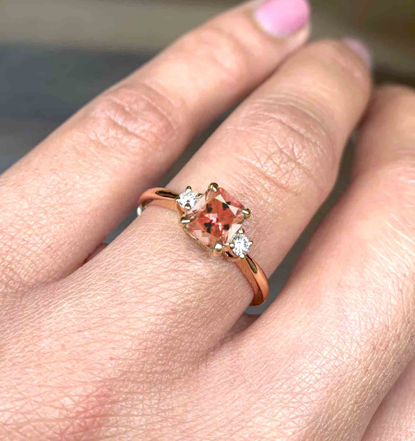 art deco bridal morganite ring
