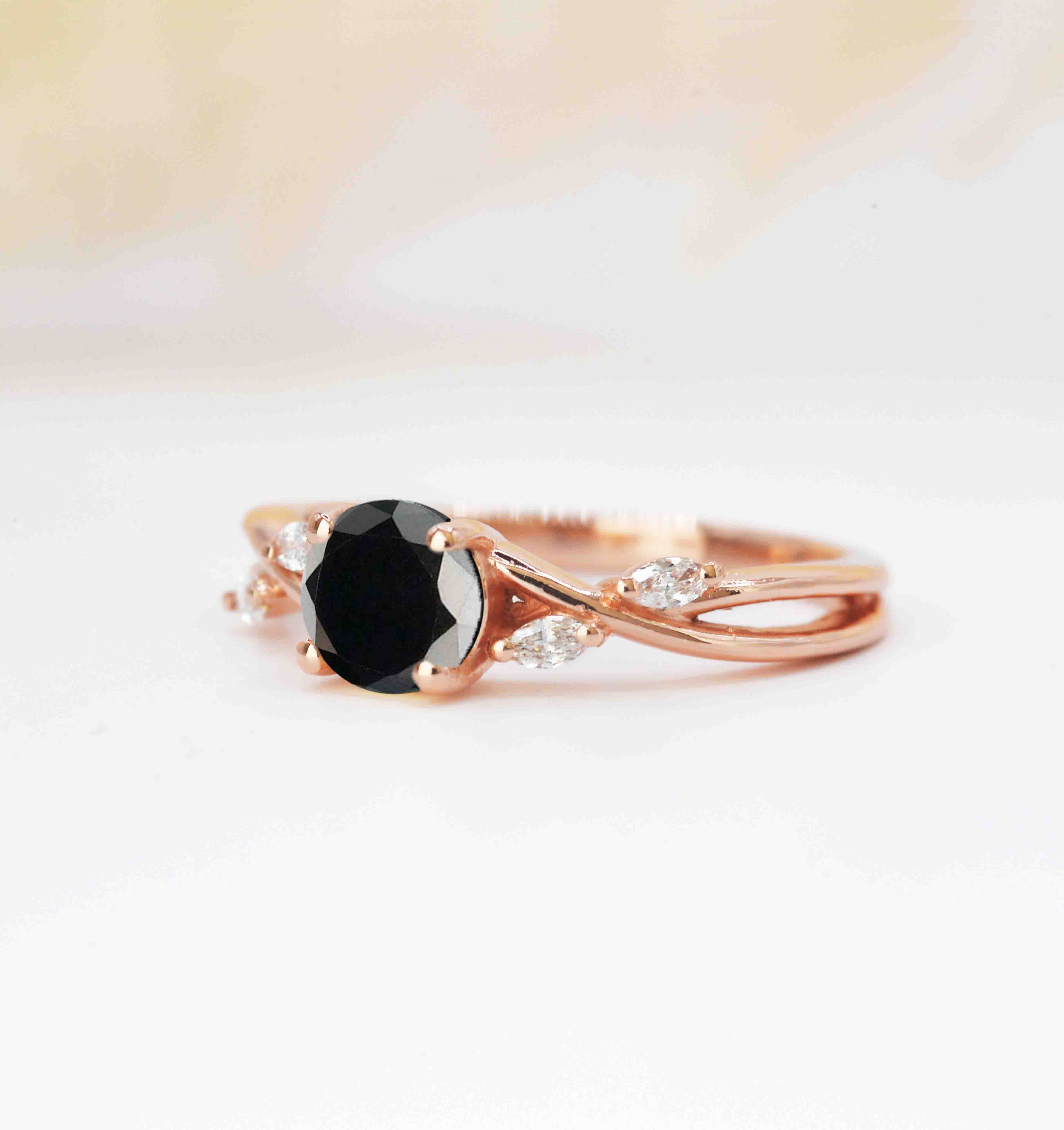 black diamond art deco anniversary ring
