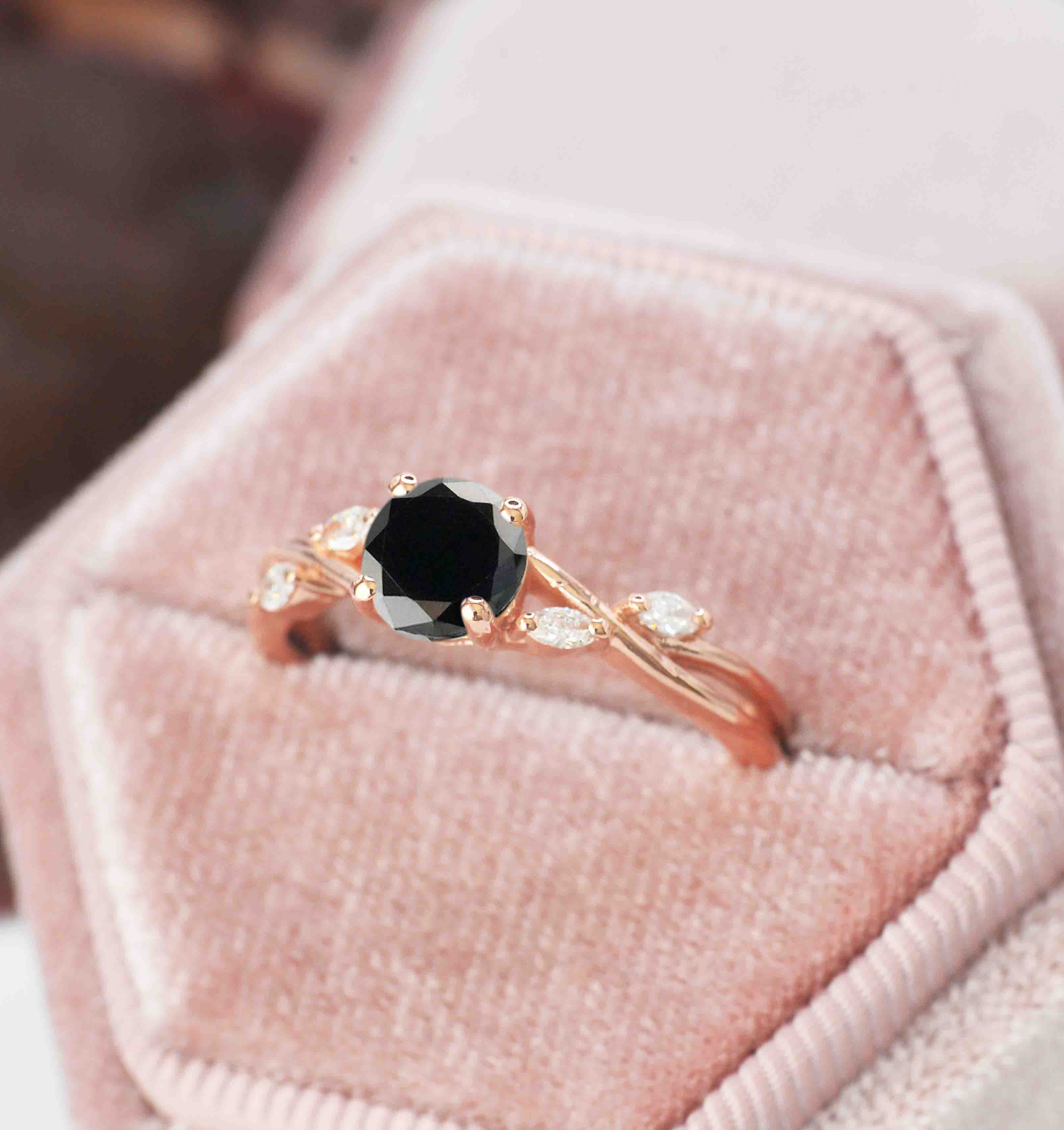 black diamond art deco anniversary ring