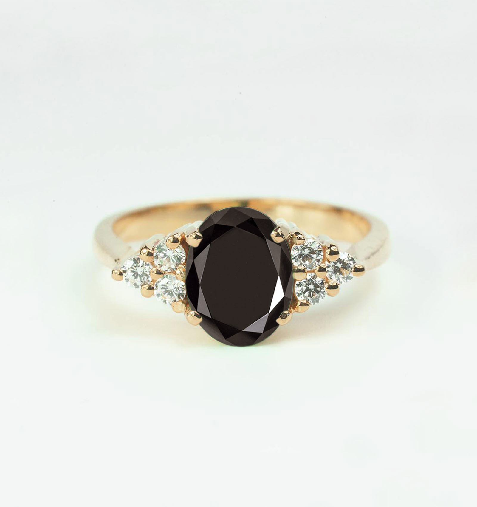 oval shape black diamond ring