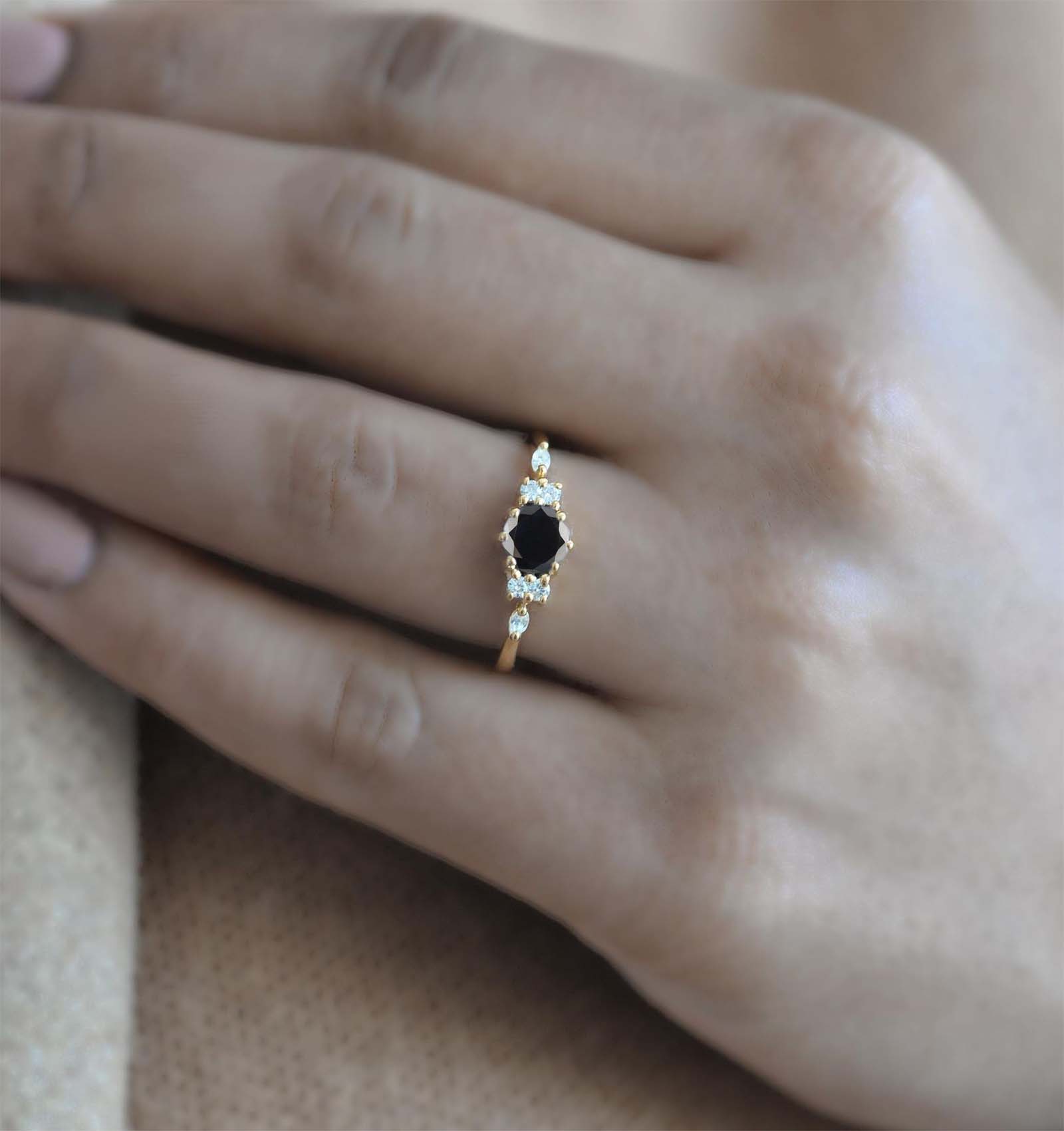 6mm black diamond diamond cluster ring