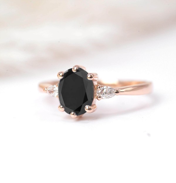 black diamond art deco bespoke ring for her