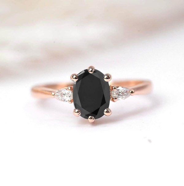 black diamond art deco bespoke ring for her