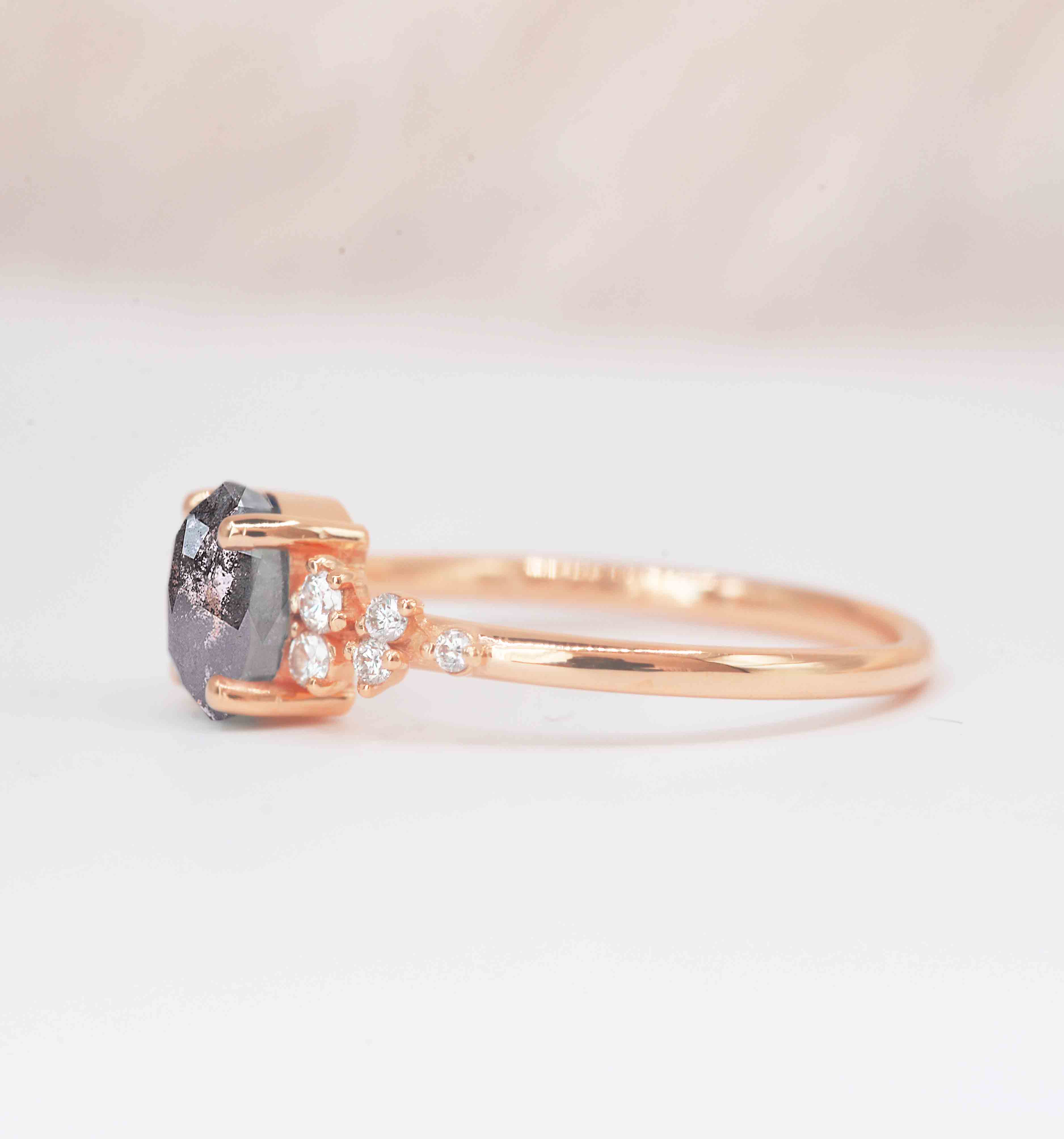 bridal promise salt and pepper diamond cluster ring