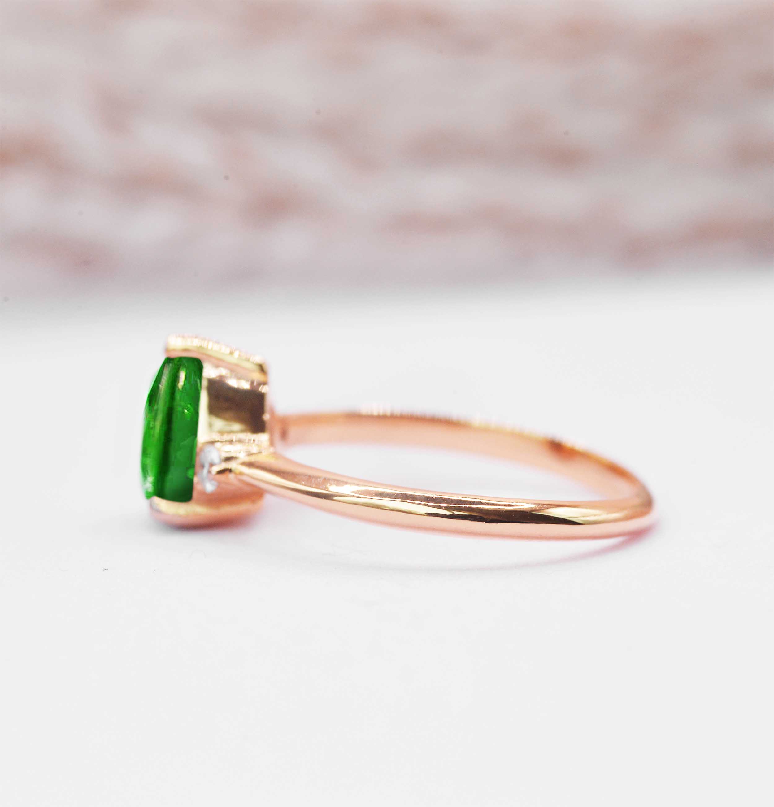 art deco green tsavorite ring for her