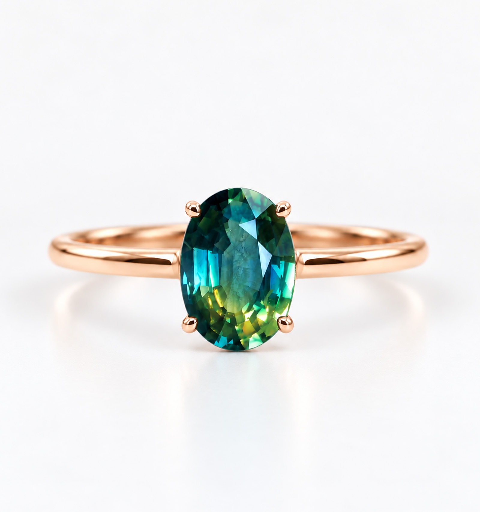 classic solitaire teal sapphire engagement ring