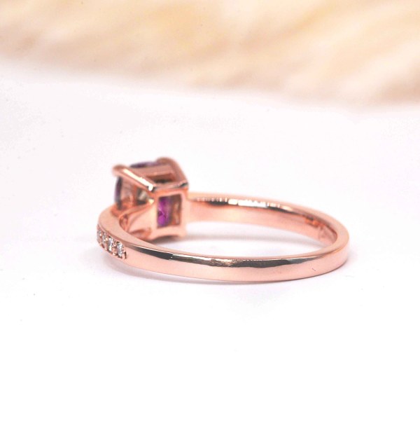 cushion cut pink sapphire dainty ring